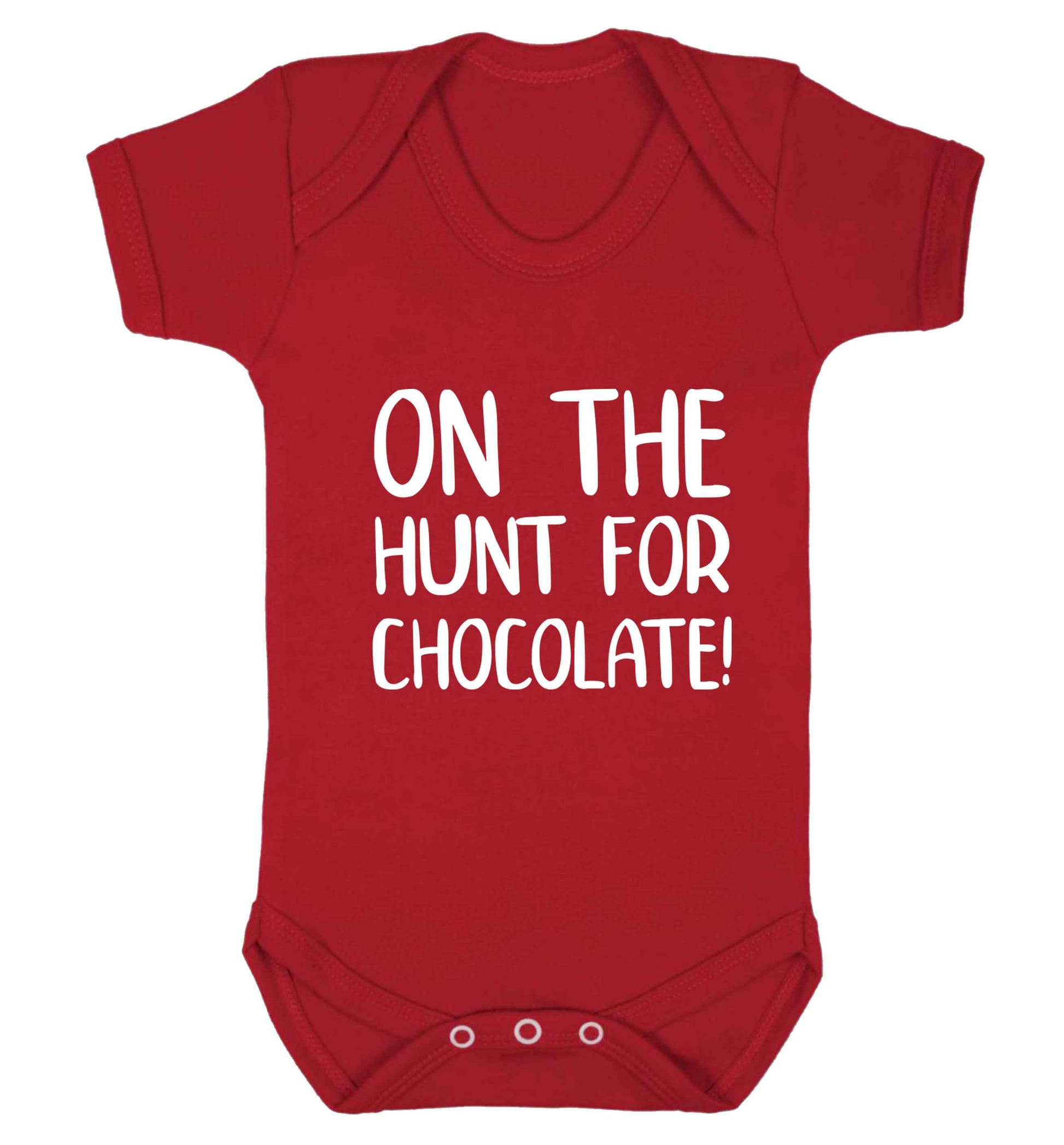 On the hunt for chocolate! baby vest red 18-24 months