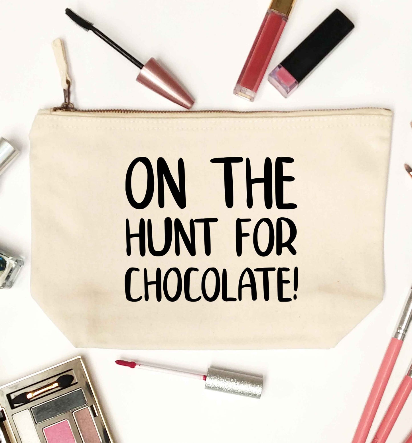 On the hunt for chocolate! natural makeup bag