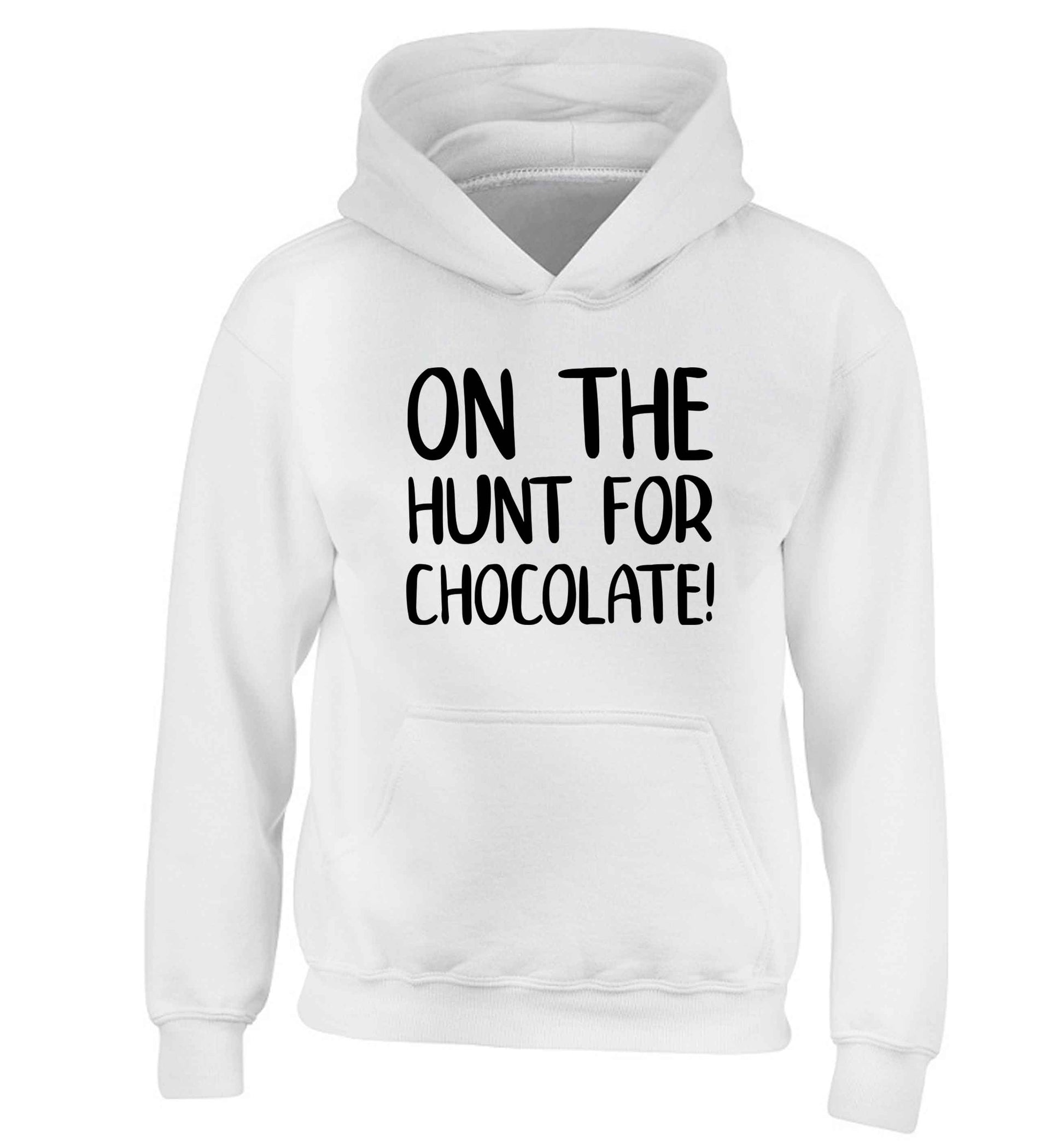 On the hunt for chocolate! children's white hoodie 12-13 Years