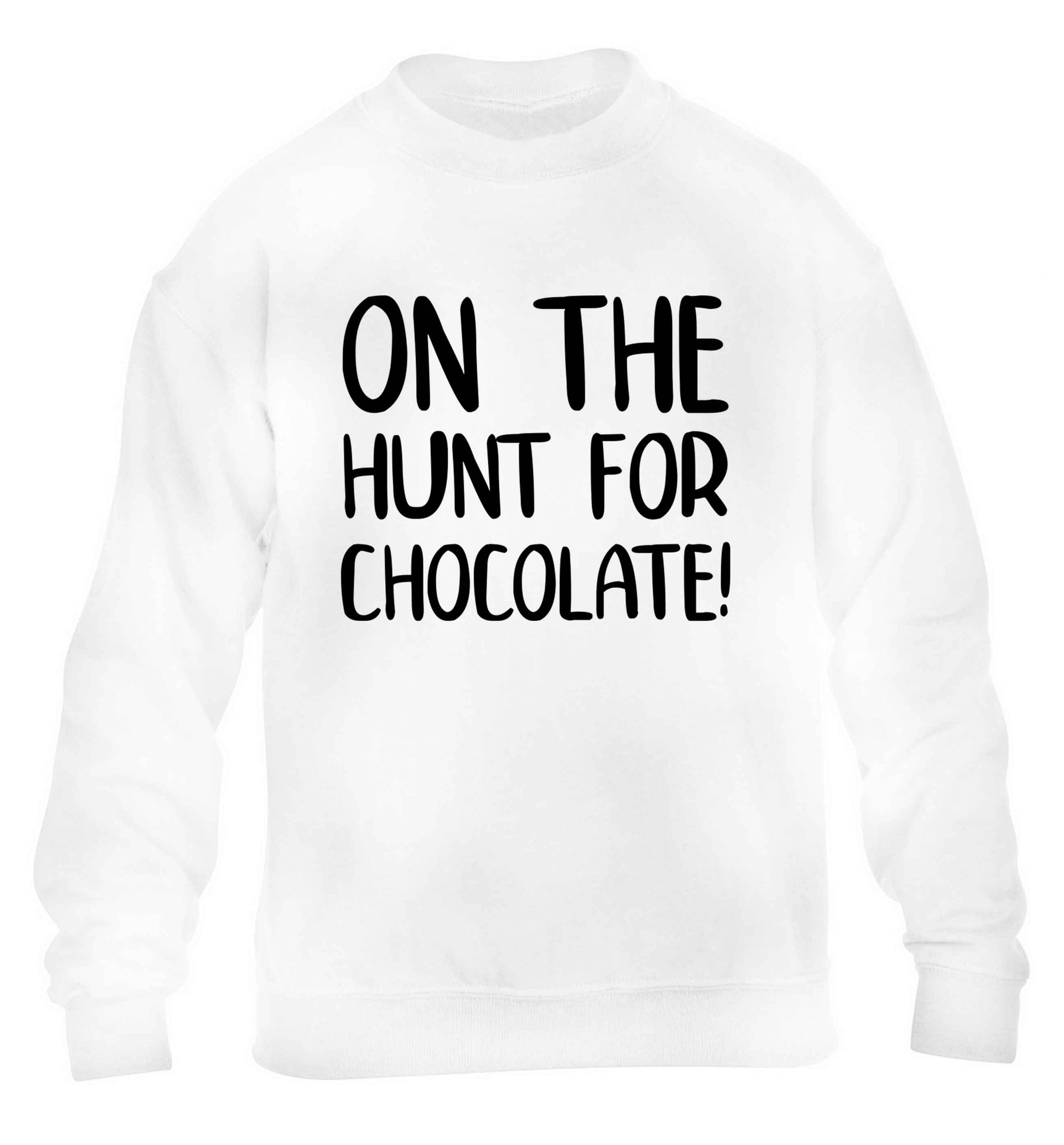 On the hunt for chocolate! children's white sweater 12-13 Years