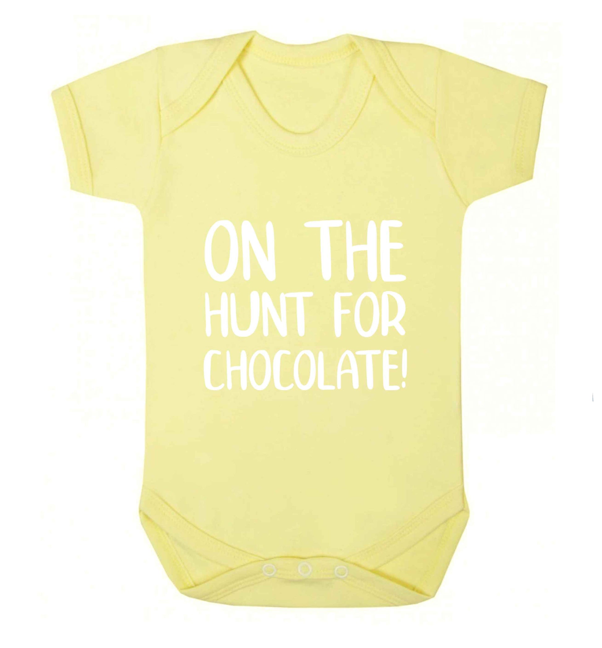 On the hunt for chocolate! baby vest pale yellow 18-24 months