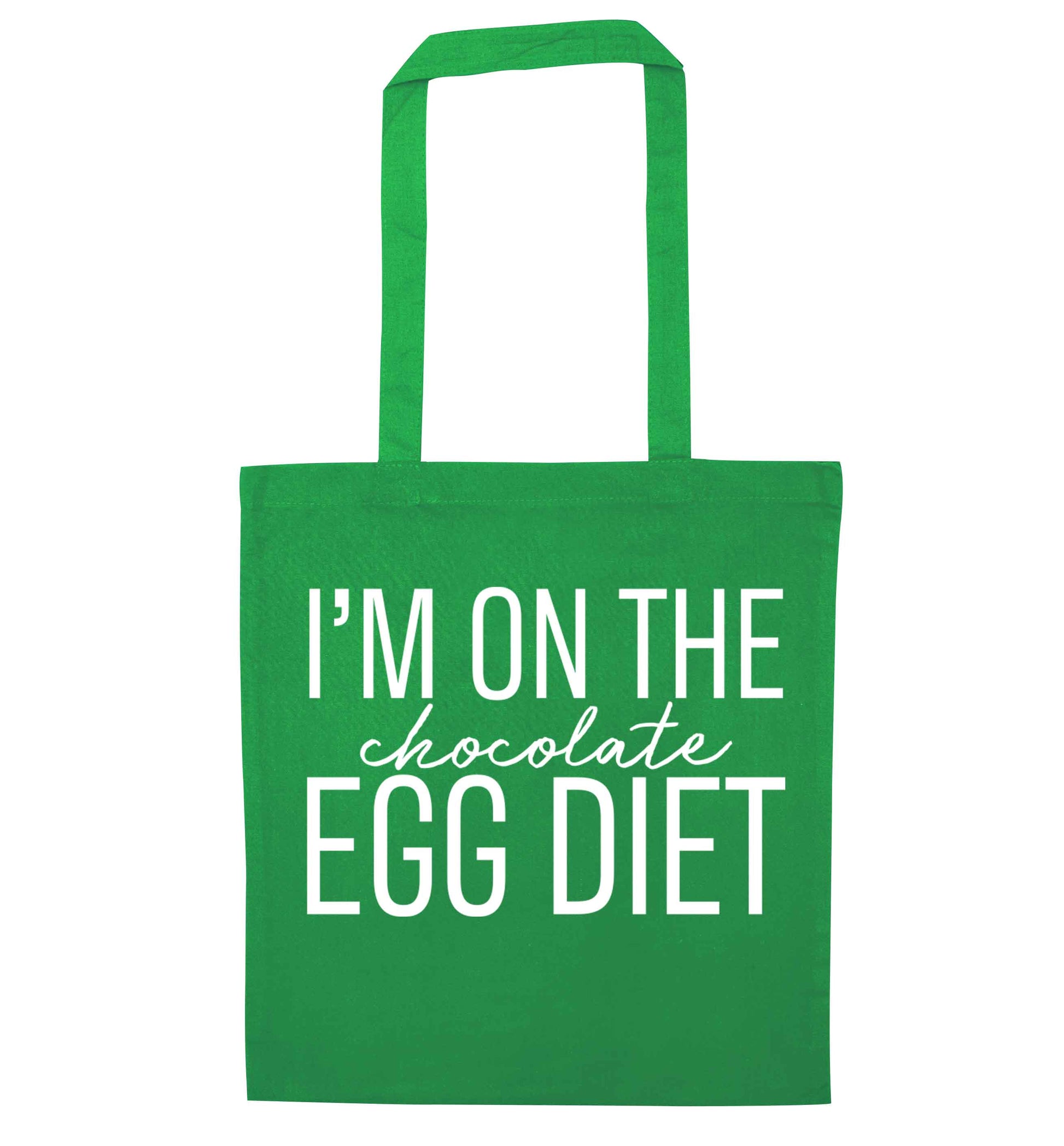 I'm on the chocolate egg diet green tote bag