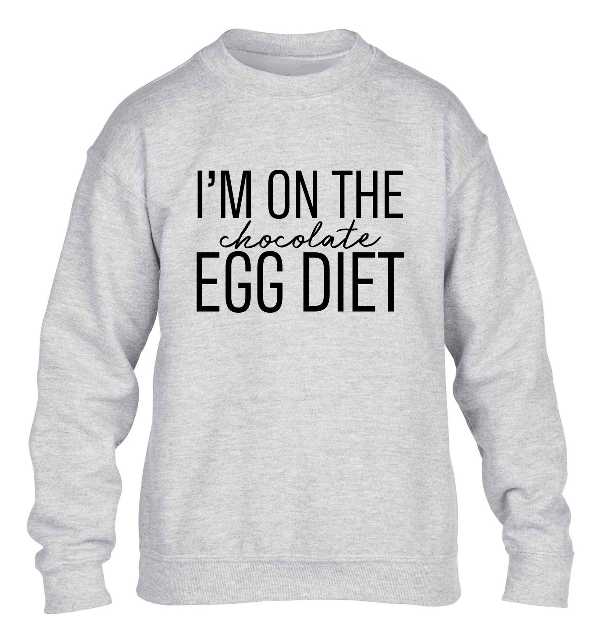 I'm on the chocolate egg diet children's grey sweater 12-13 Years