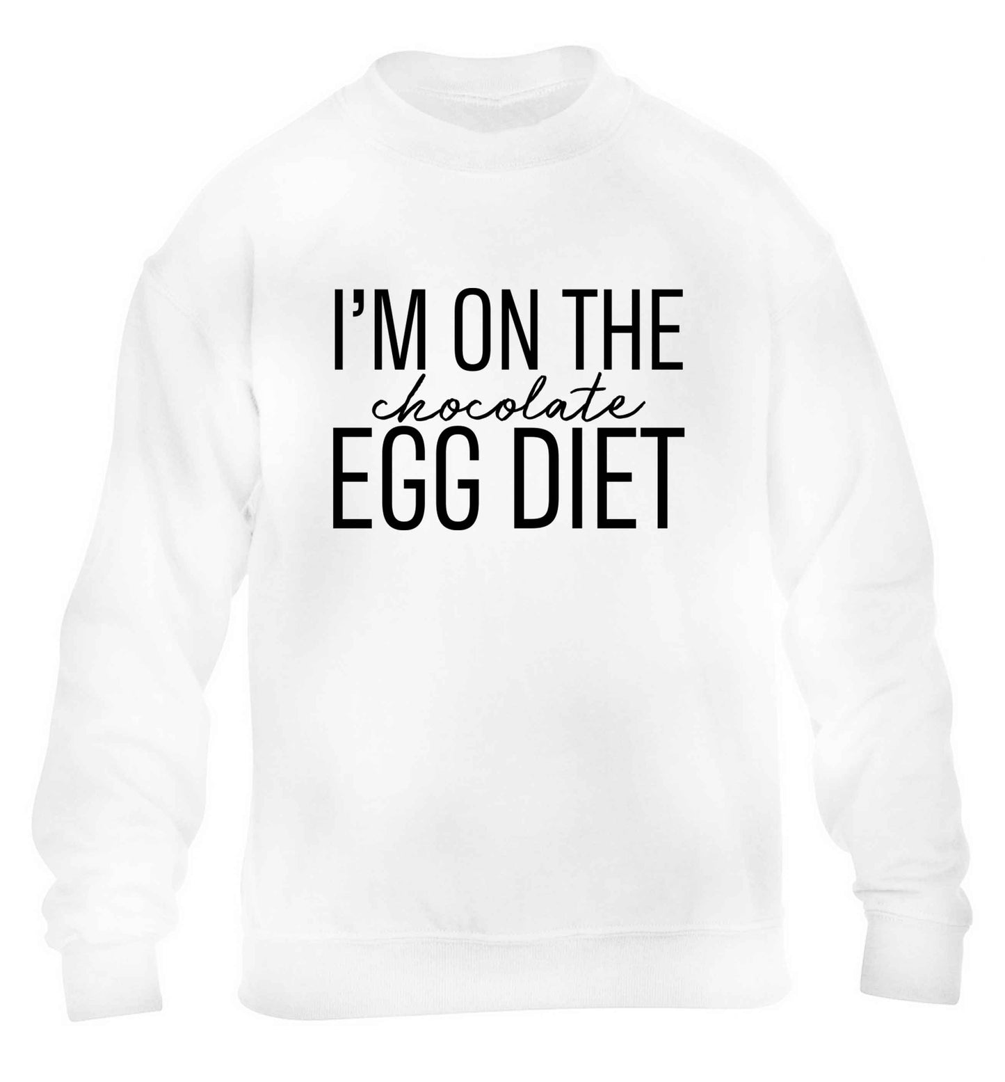 I'm on the chocolate egg diet children's white sweater 12-13 Years
