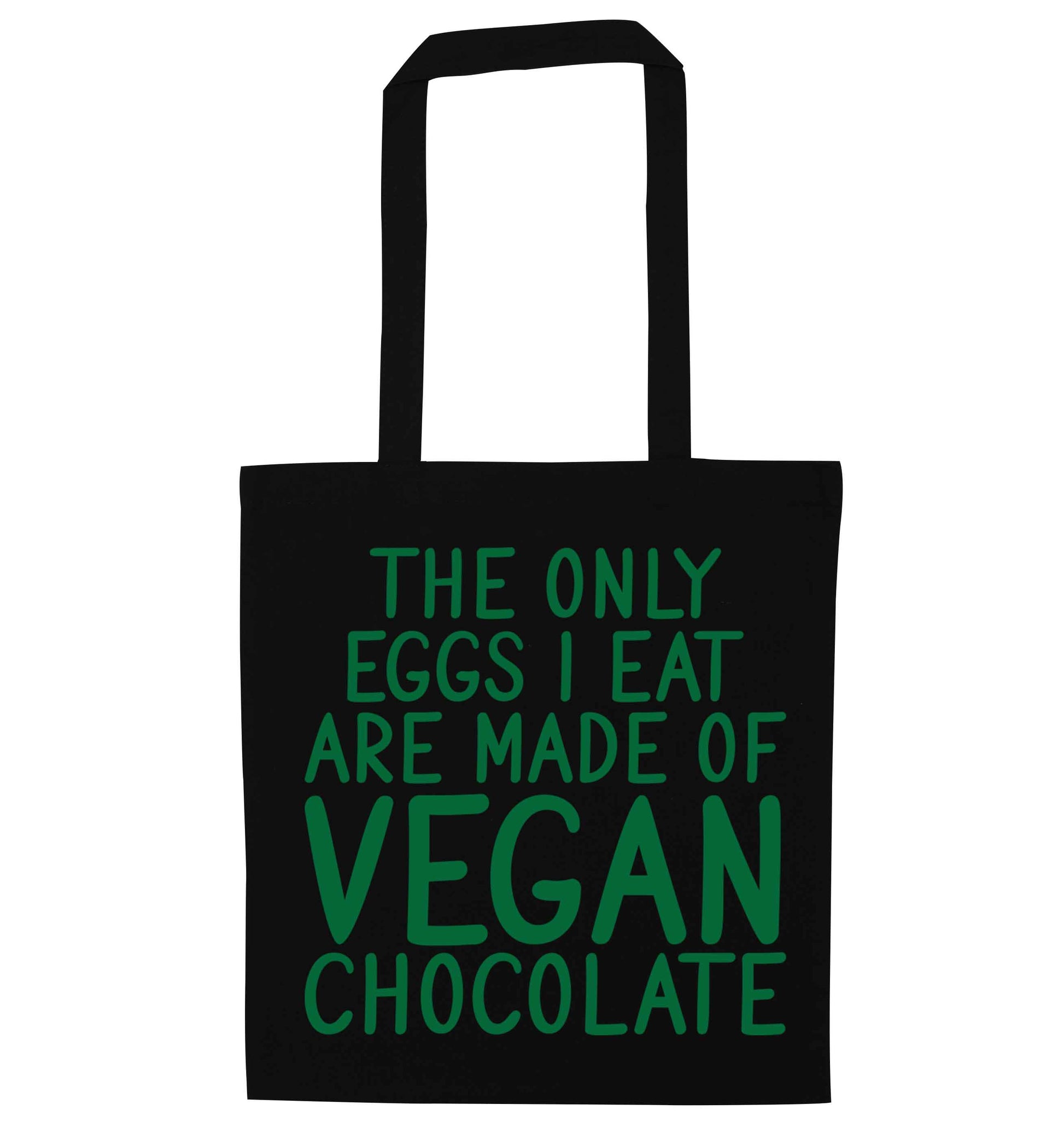 The only eggs I eat are made of vegan chocolate black tote bag