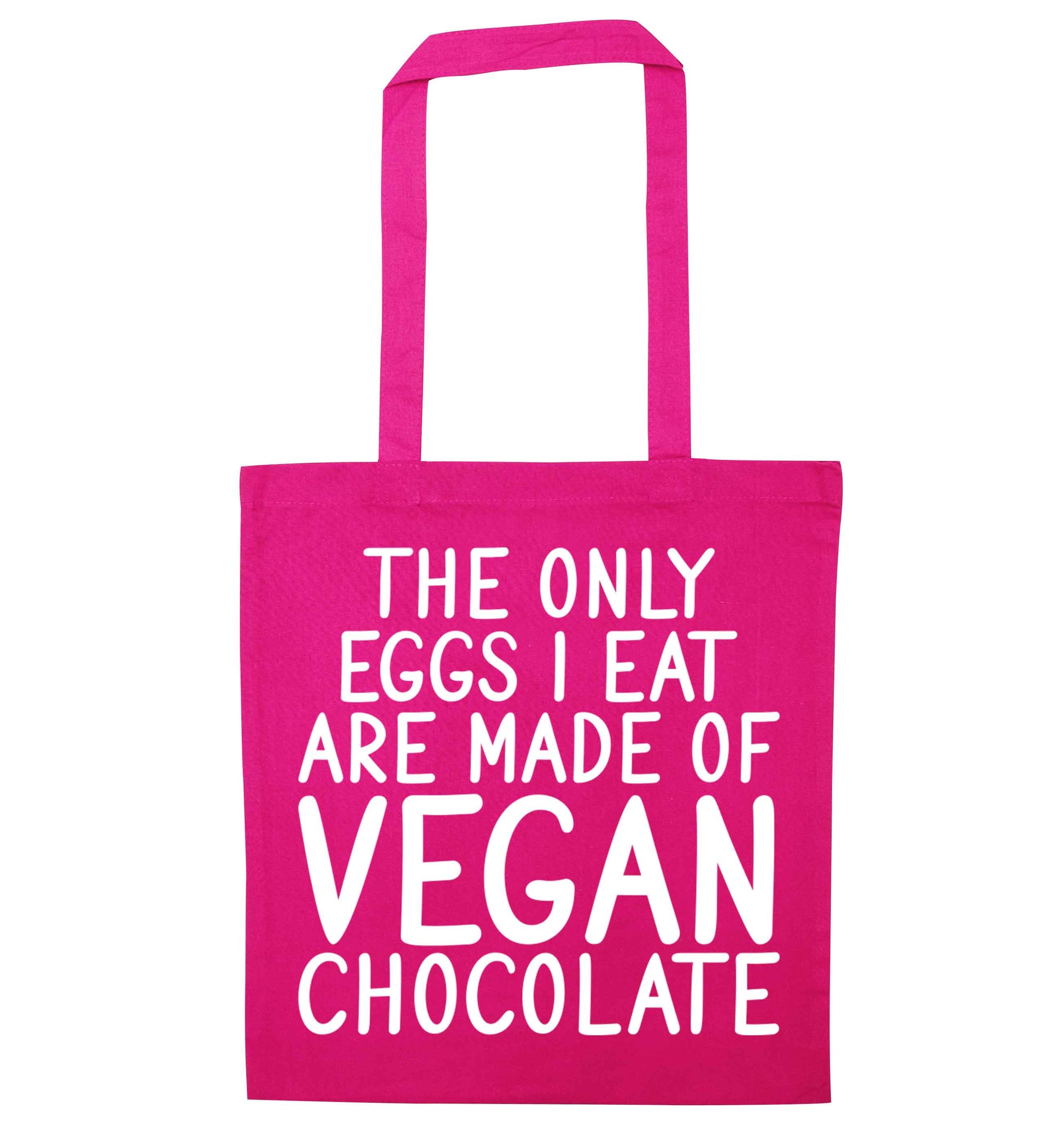 The only eggs I eat are made of vegan chocolate pink tote bag