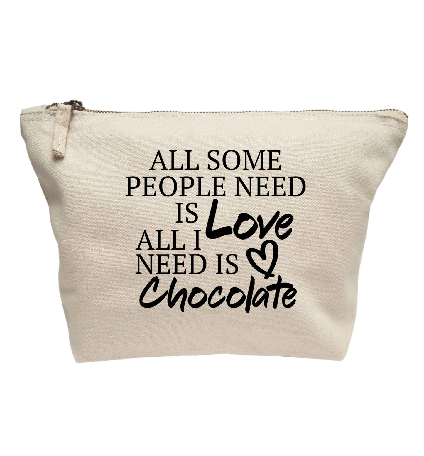 All some people need is love all I need is chocolate | Makeup / wash bag