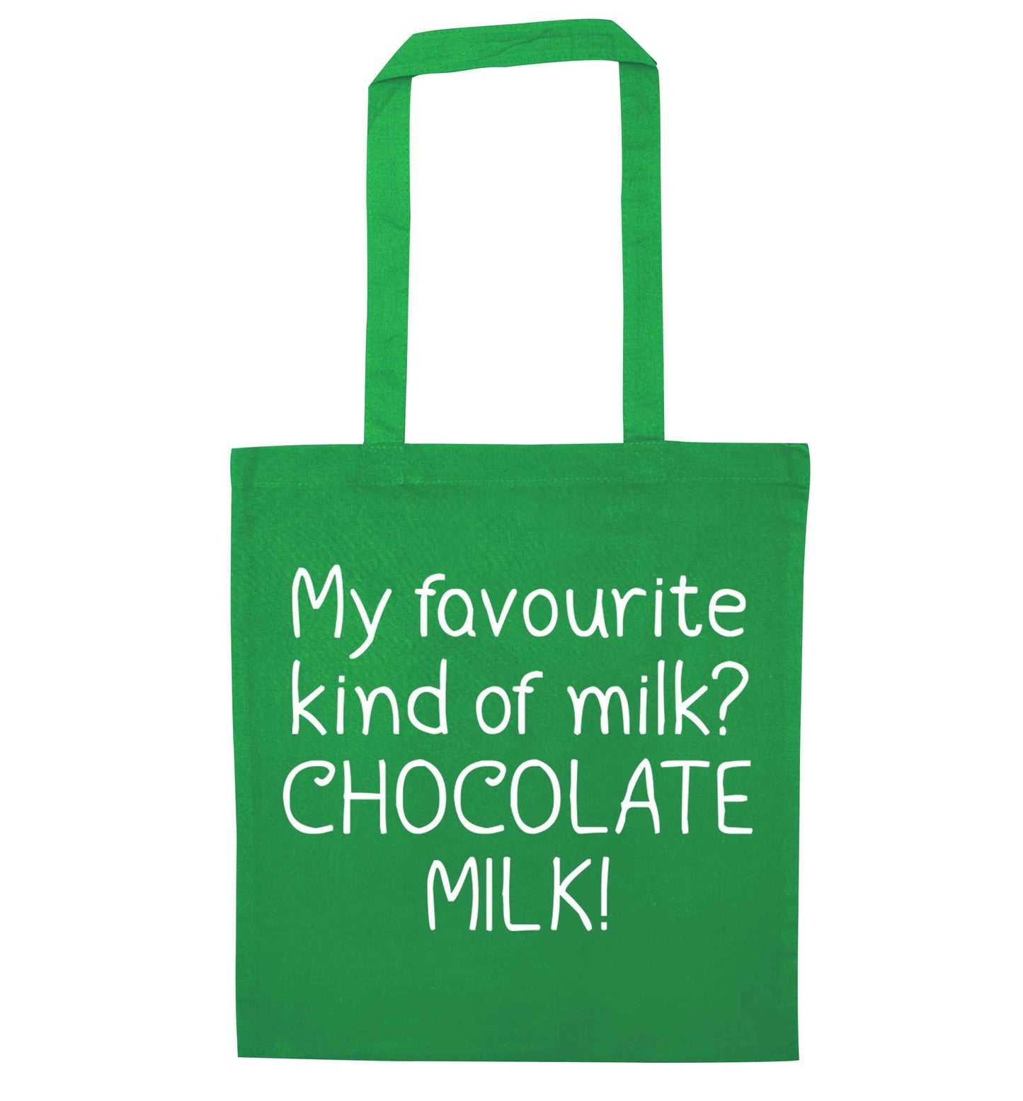 funny gift for a chocaholic! My favourite kind of milk? Chocolate milk! green tote bag