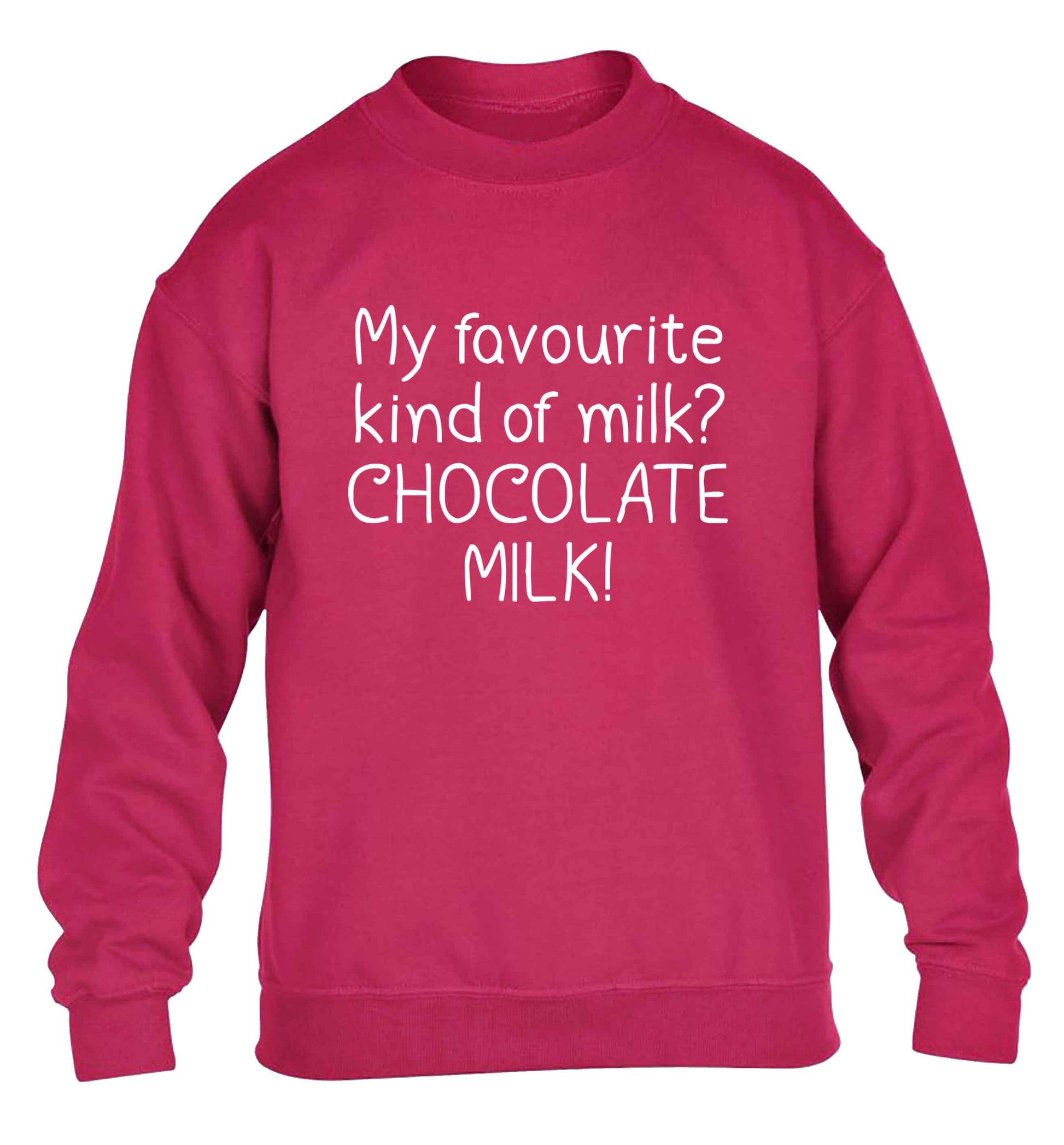 funny gift for a chocaholic! My favourite kind of milk? Chocolate milk! children's pink sweater 12-13 Years