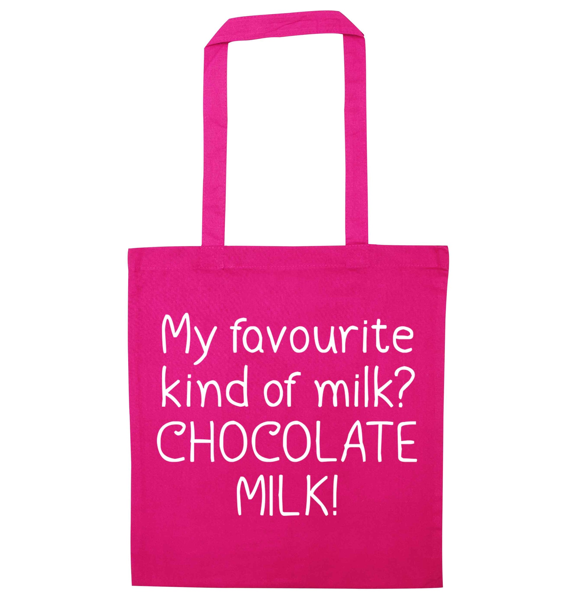 funny gift for a chocaholic! My favourite kind of milk? Chocolate milk! pink tote bag