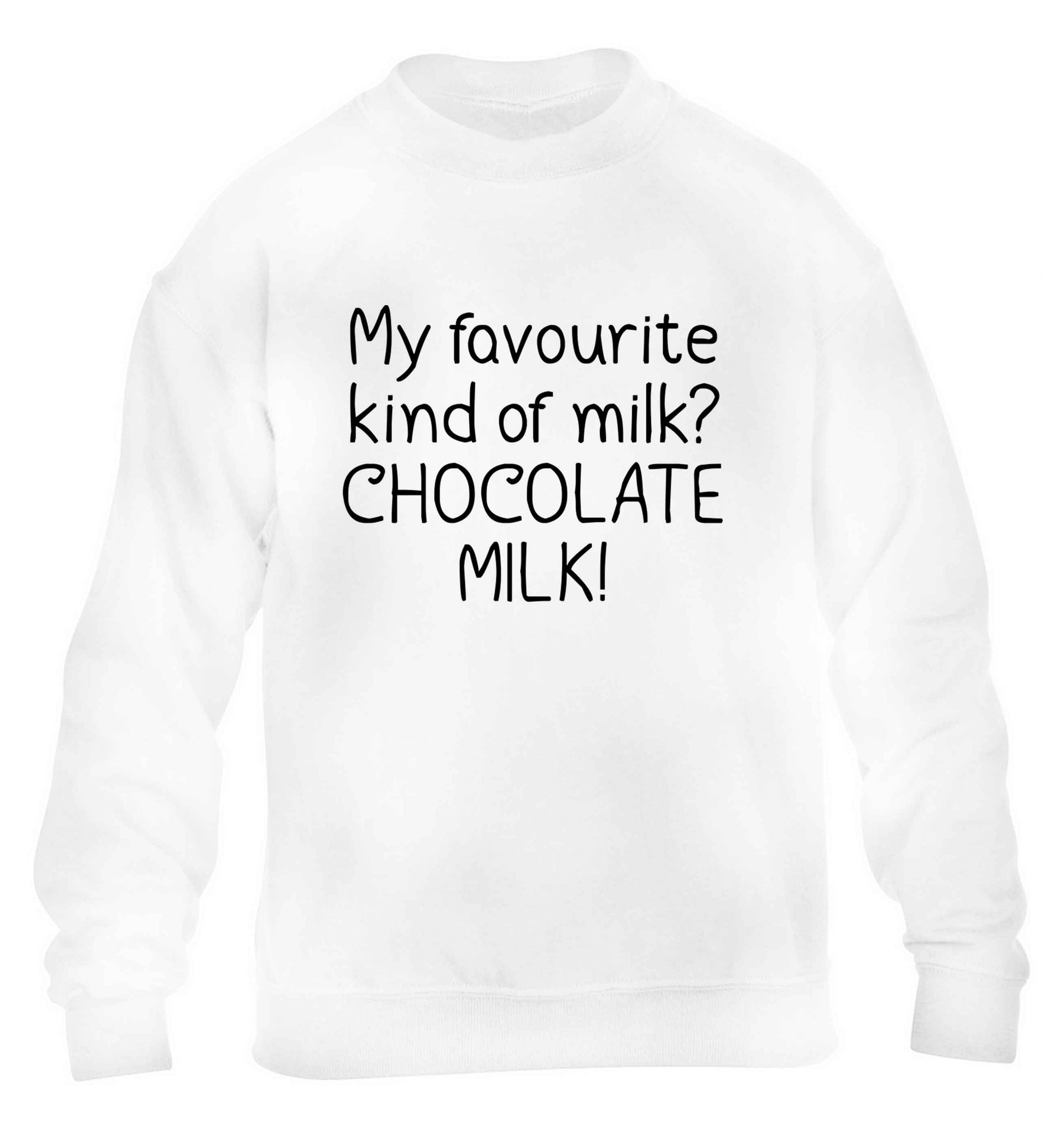 funny gift for a chocaholic! My favourite kind of milk? Chocolate milk! children's white sweater 12-13 Years