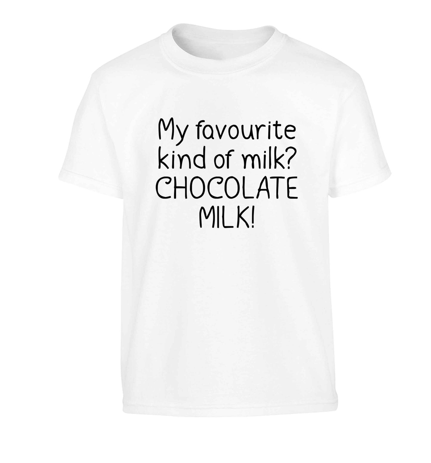 funny gift for a chocaholic! My favourite kind of milk? Chocolate milk! Children's white Tshirt 12-13 Years