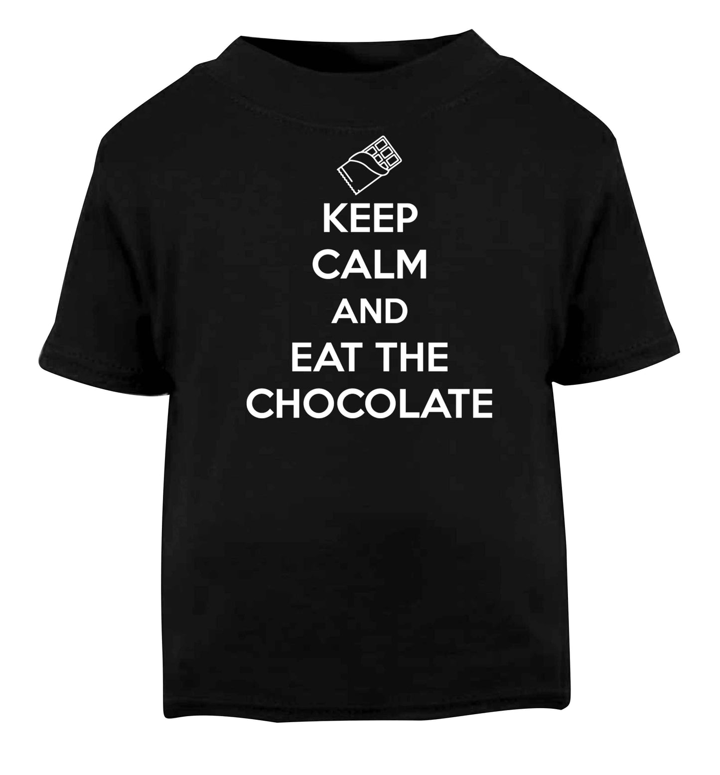 funny gift for a chocaholic! Keep calm and eat the chocolate Black baby toddler Tshirt 2 years