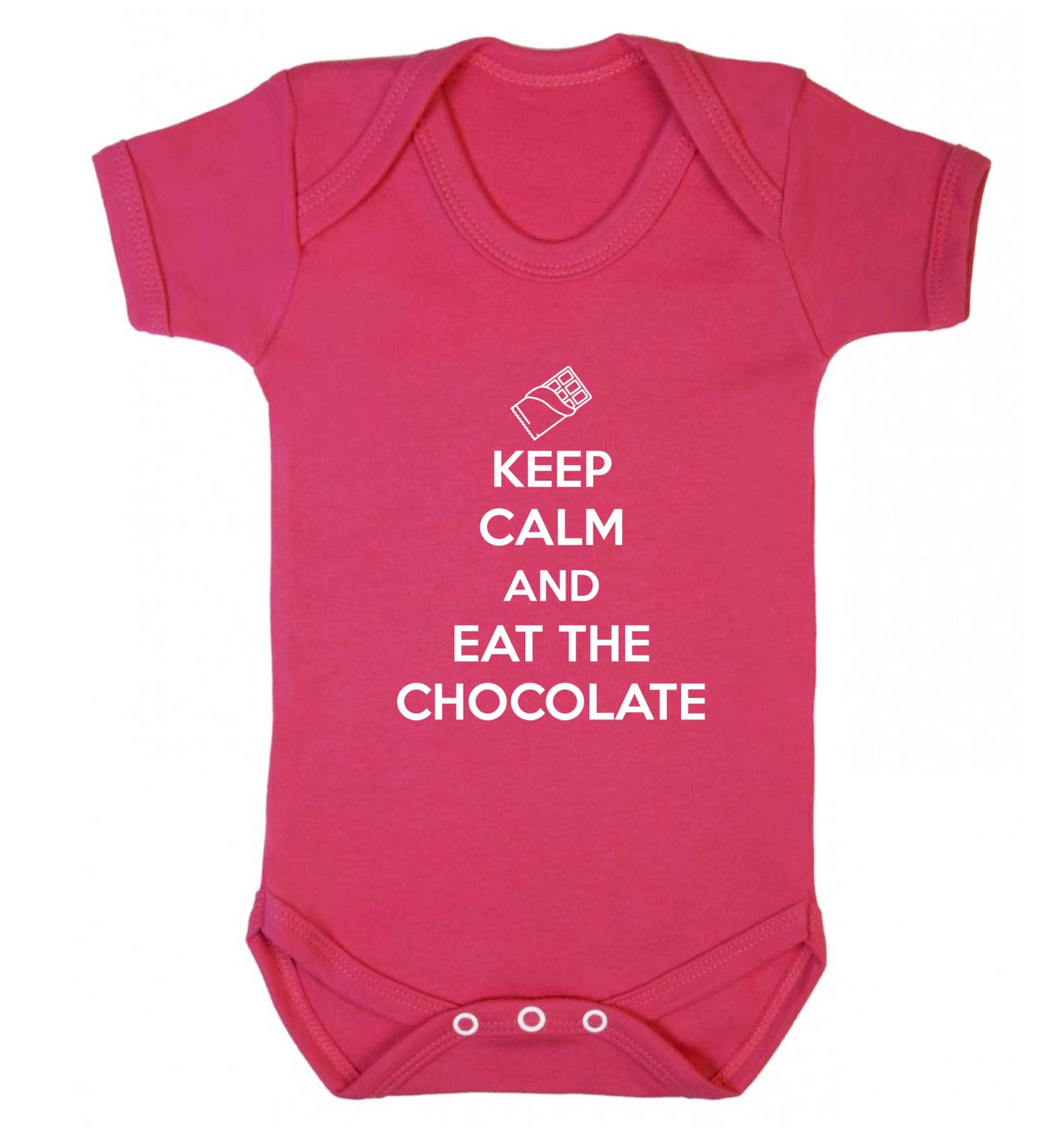 funny gift for a chocaholic! Keep calm and eat the chocolate baby vest dark pink 18-24 months