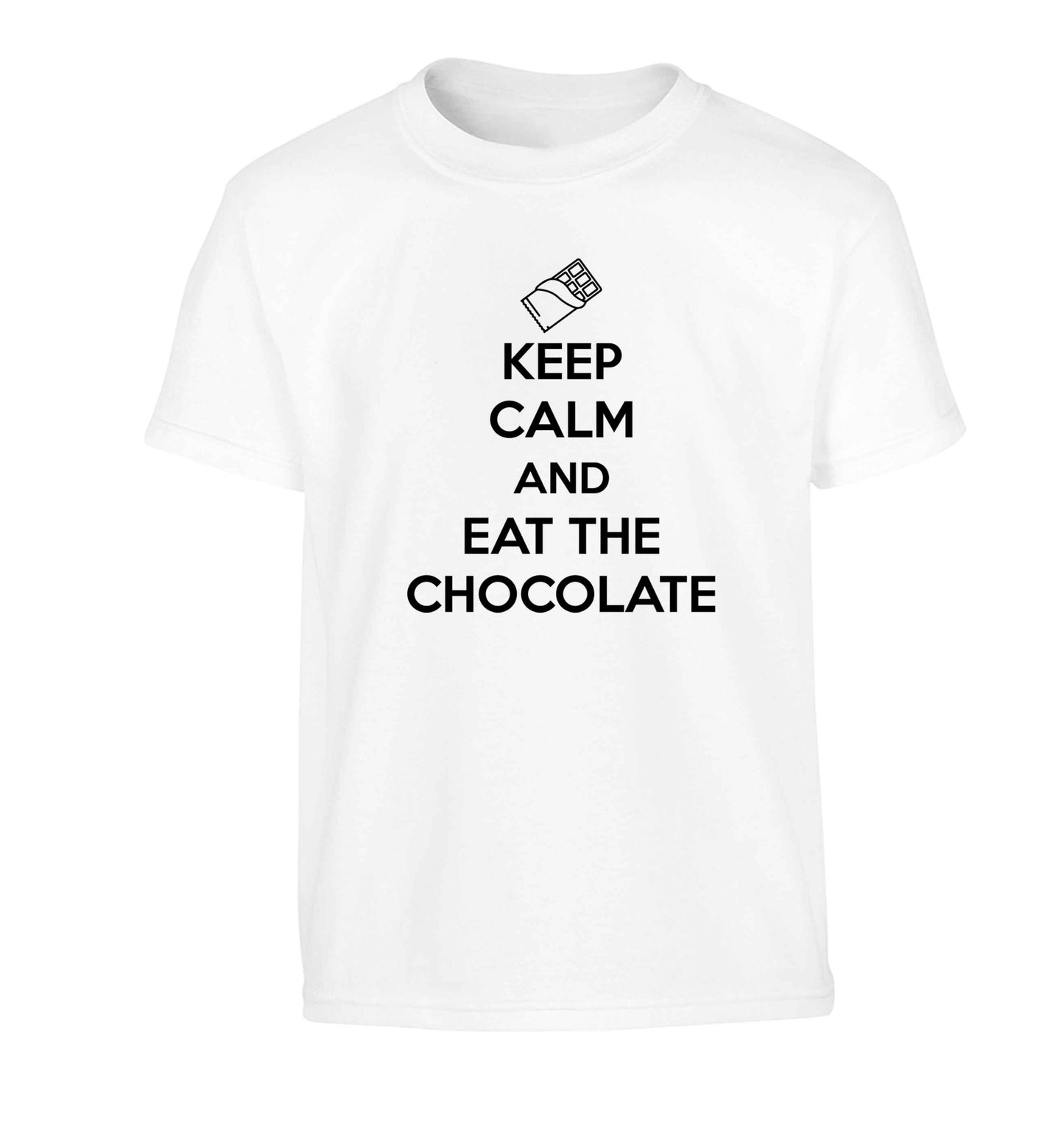 funny gift for a chocaholic! Keep calm and eat the chocolate Children's white Tshirt 12-13 Years