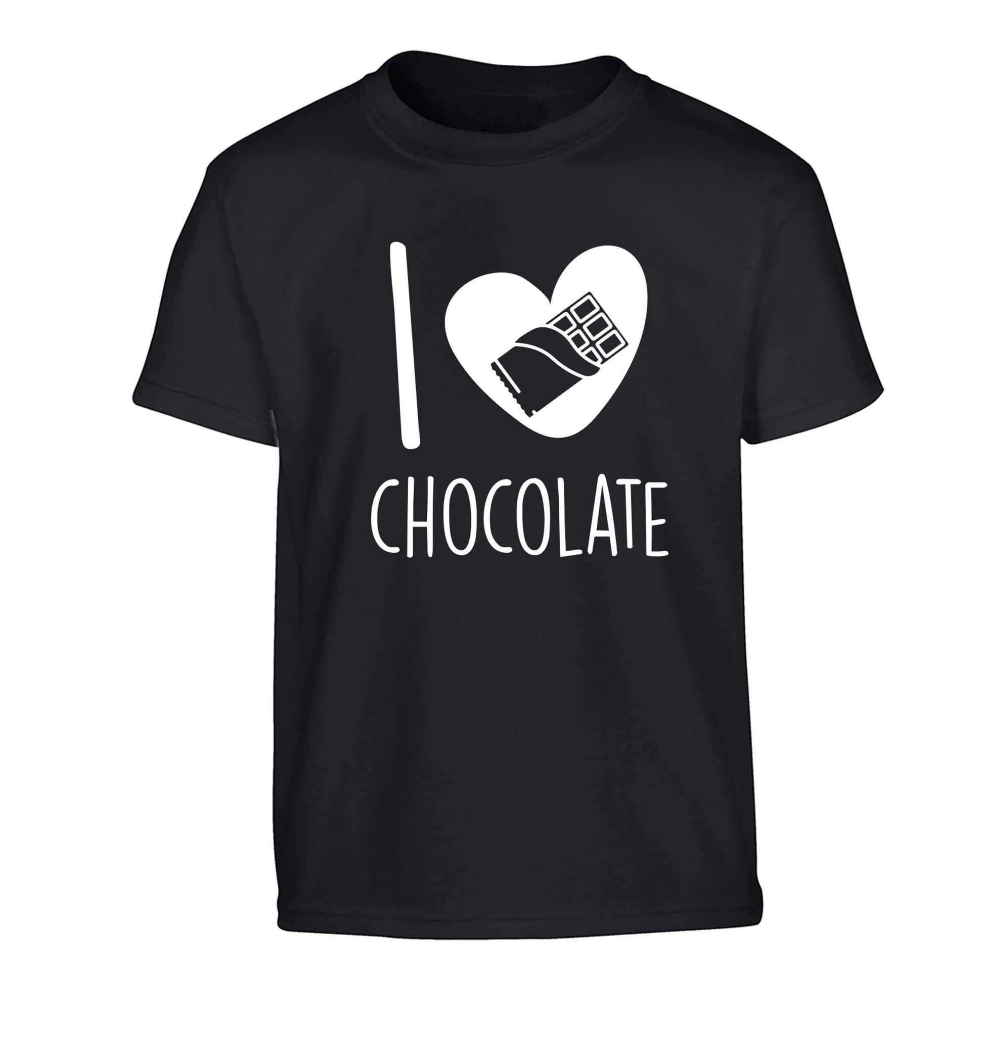 funny gift for a chocaholic! I love chocolate Children's black Tshirt 12-13 Years