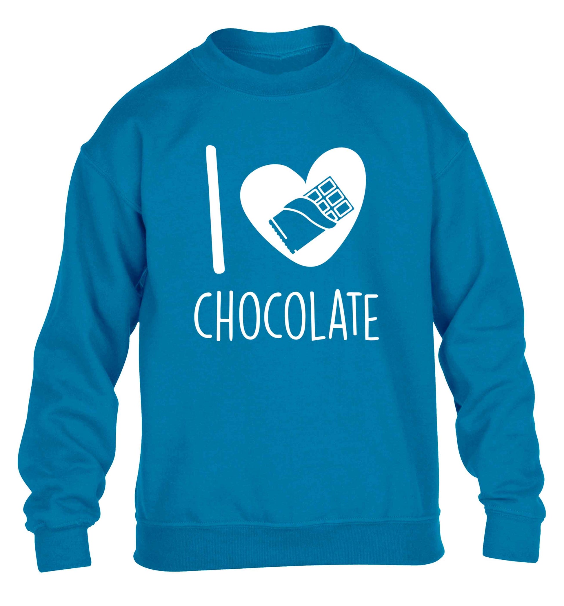 funny gift for a chocaholic! I love chocolate children's blue sweater 12-13 Years