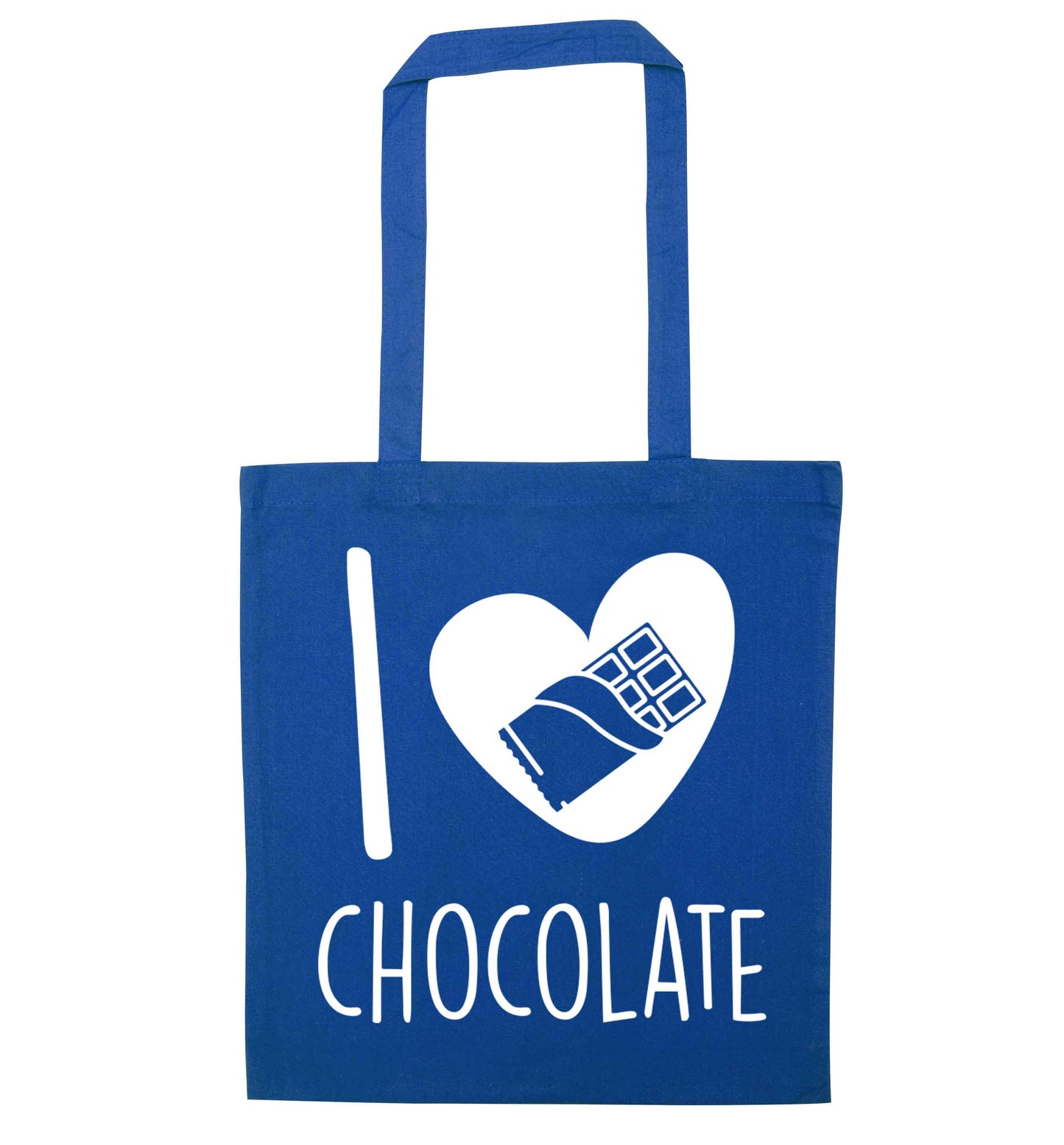 funny gift for a chocaholic! I love chocolate blue tote bag