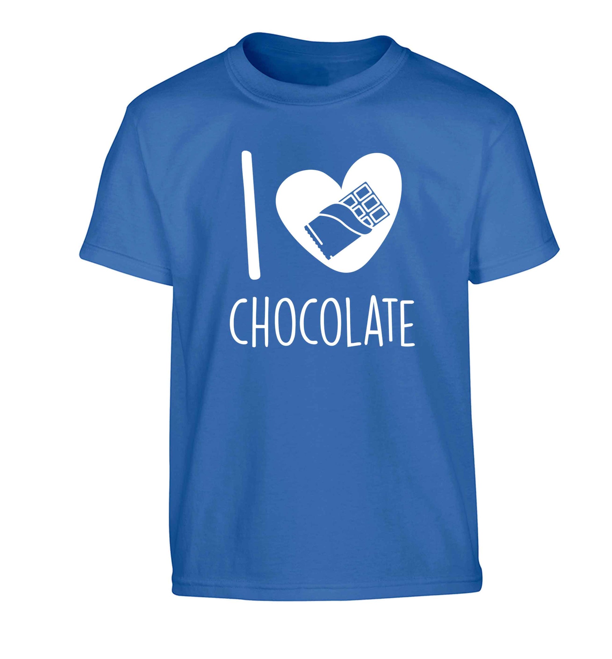 funny gift for a chocaholic! I love chocolate Children's blue Tshirt 12-13 Years