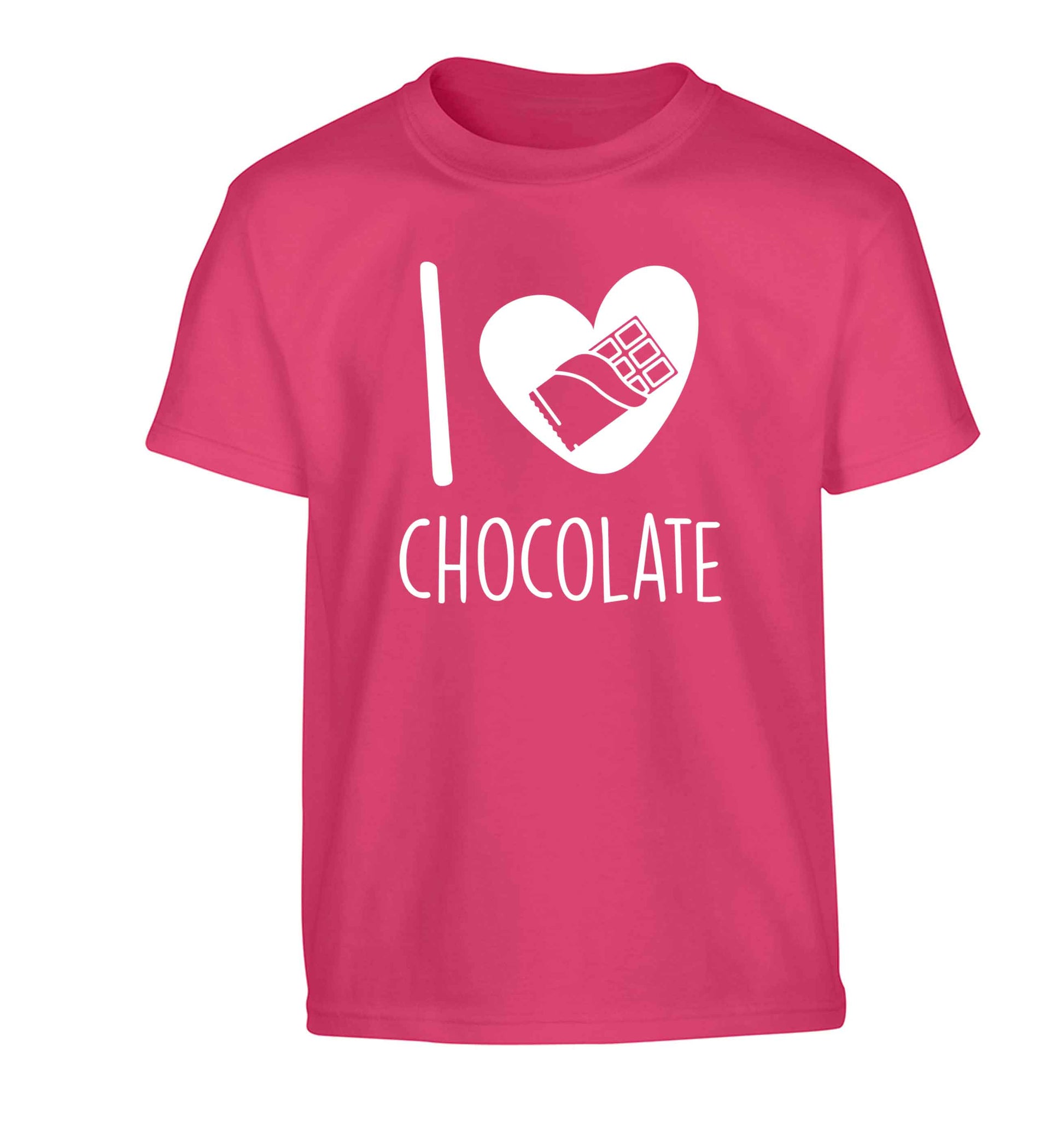 funny gift for a chocaholic! I love chocolate Children's pink Tshirt 12-13 Years