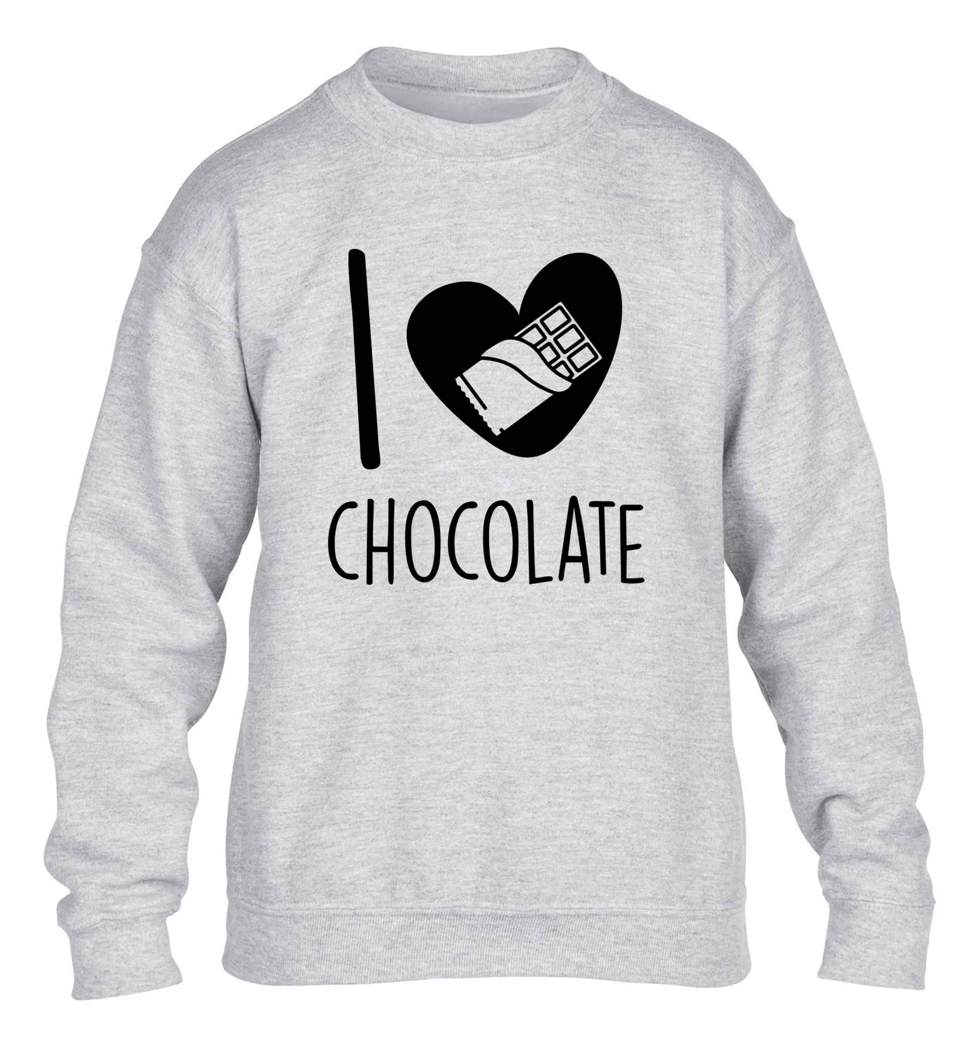 funny gift for a chocaholic! I love chocolate children's grey sweater 12-13 Years