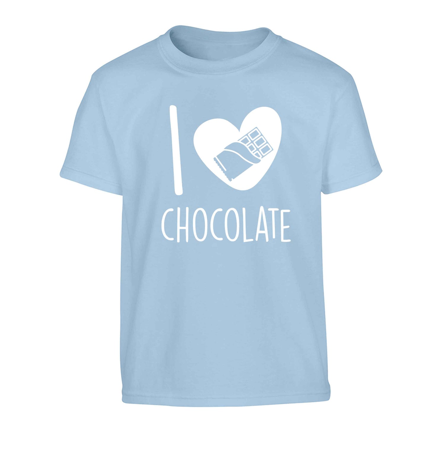 funny gift for a chocaholic! I love chocolate Children's light blue Tshirt 12-13 Years