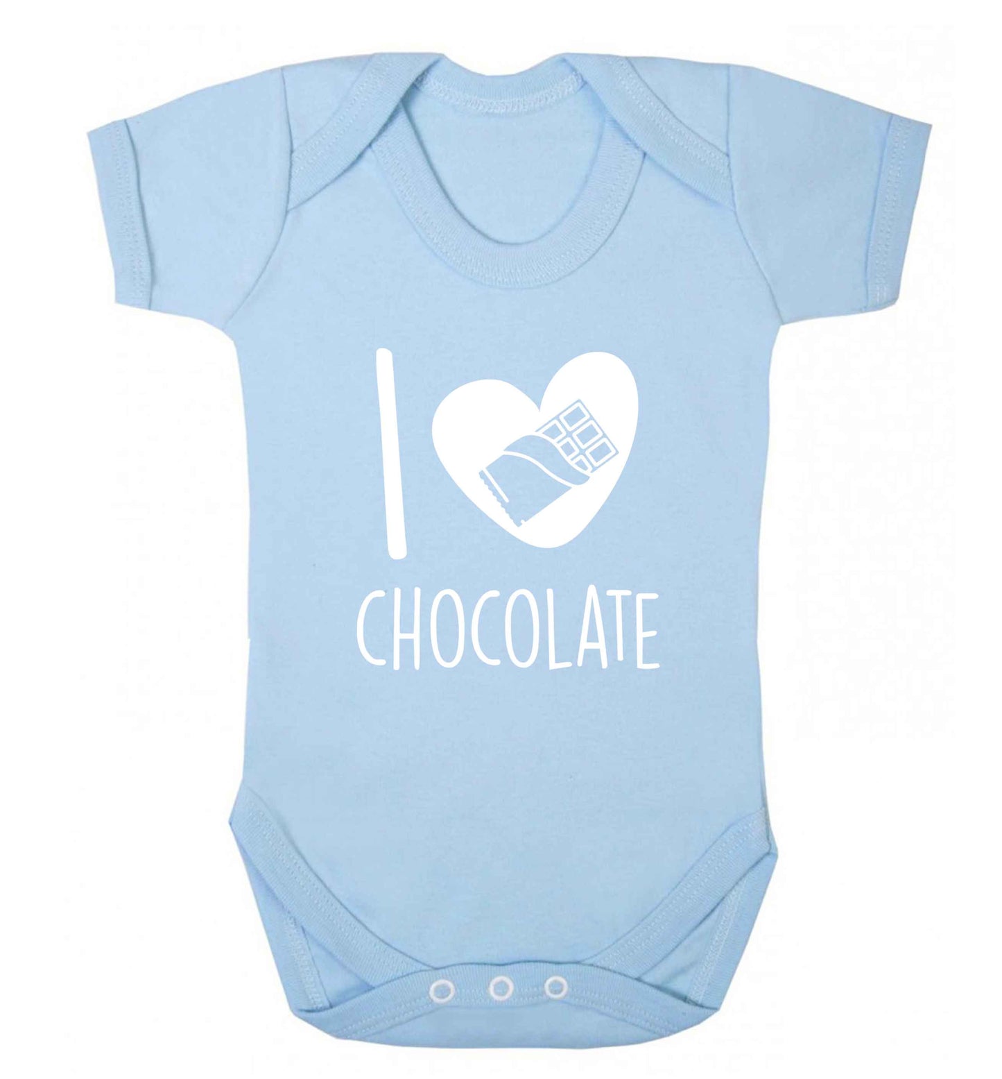 funny gift for a chocaholic! I love chocolate baby vest pale blue 18-24 months