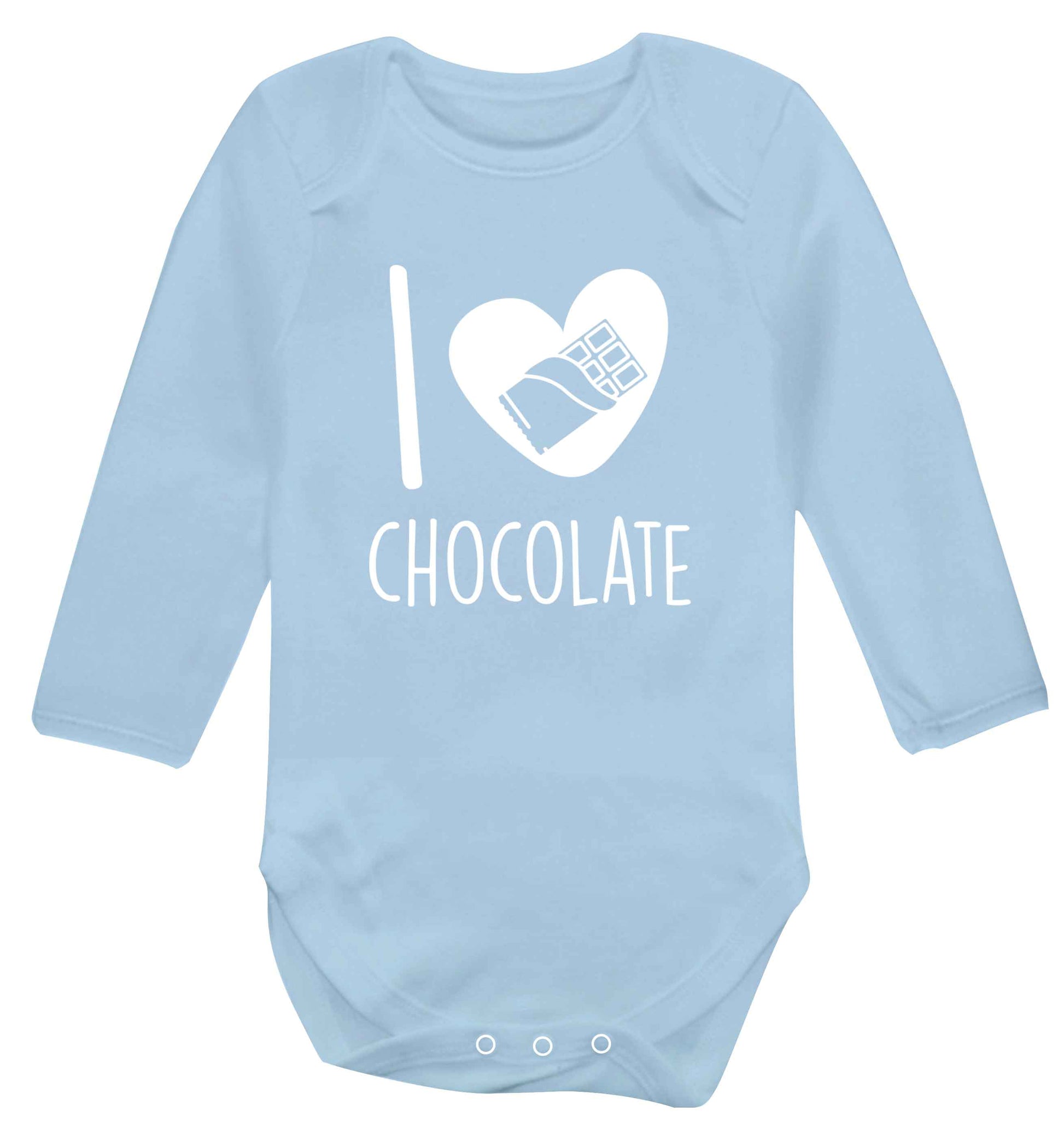 funny gift for a chocaholic! I love chocolate baby vest long sleeved pale blue 6-12 months