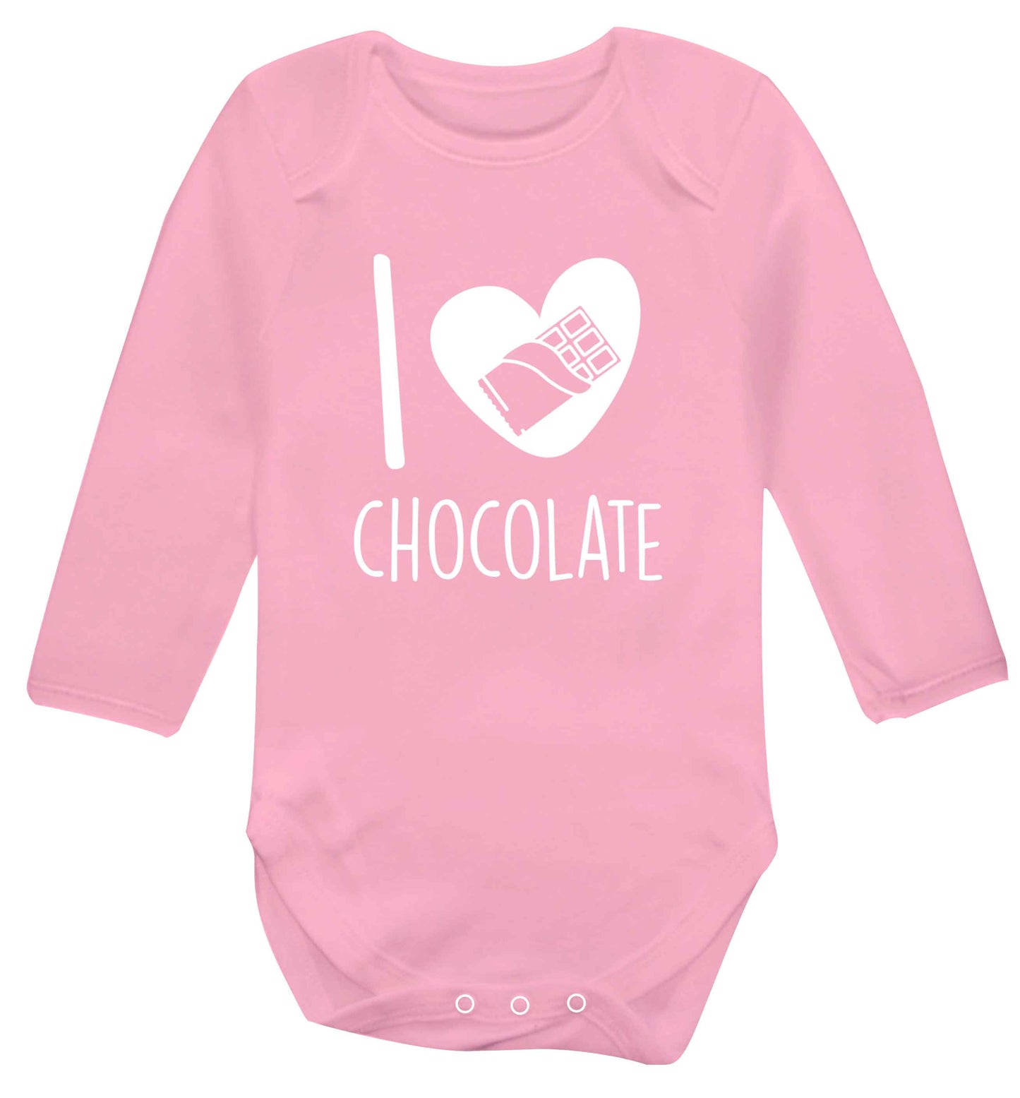 funny gift for a chocaholic! I love chocolate baby vest long sleeved pale pink 6-12 months