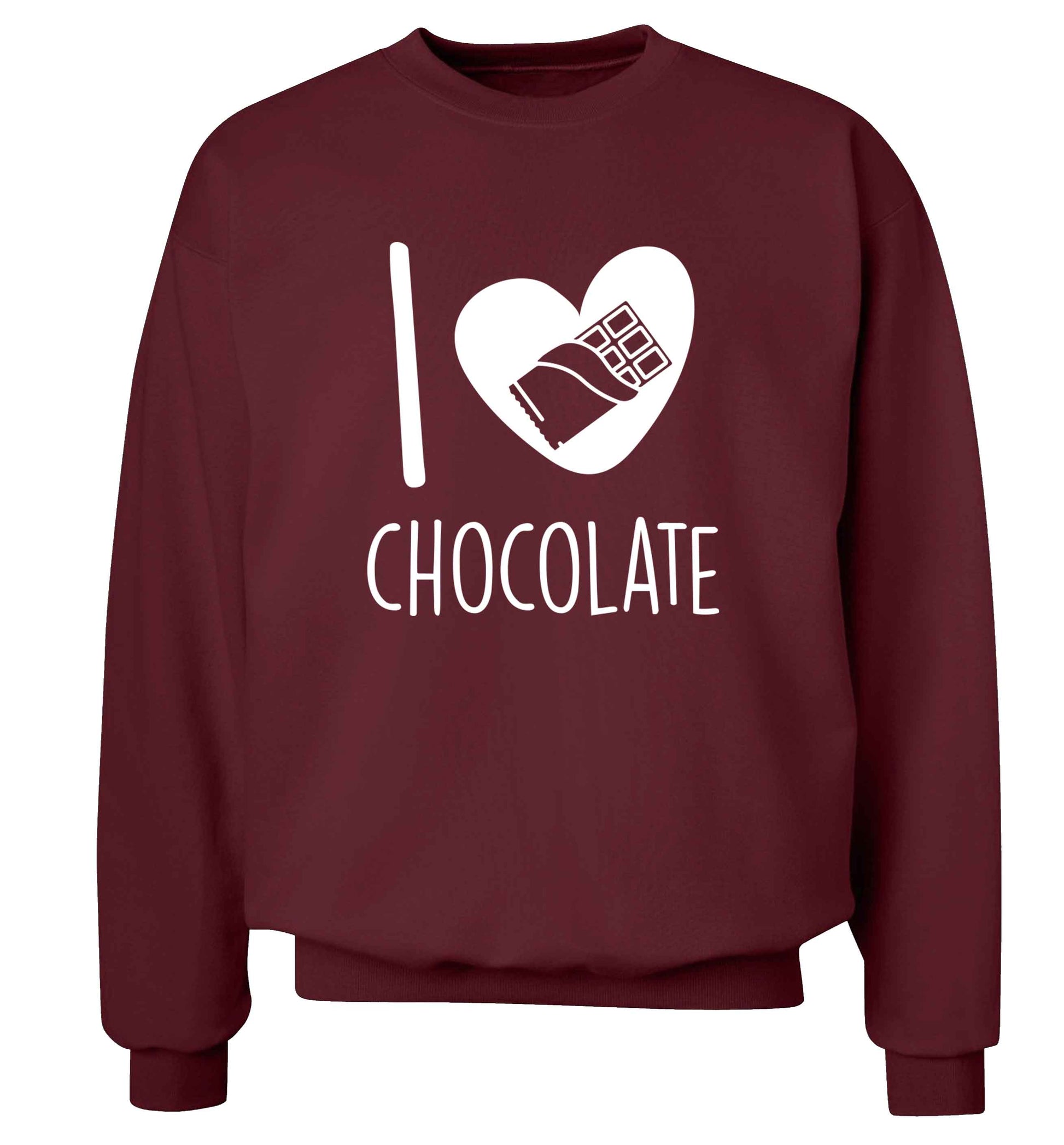 funny gift for a chocaholic! I love chocolate adult's unisex maroon sweater 2XL