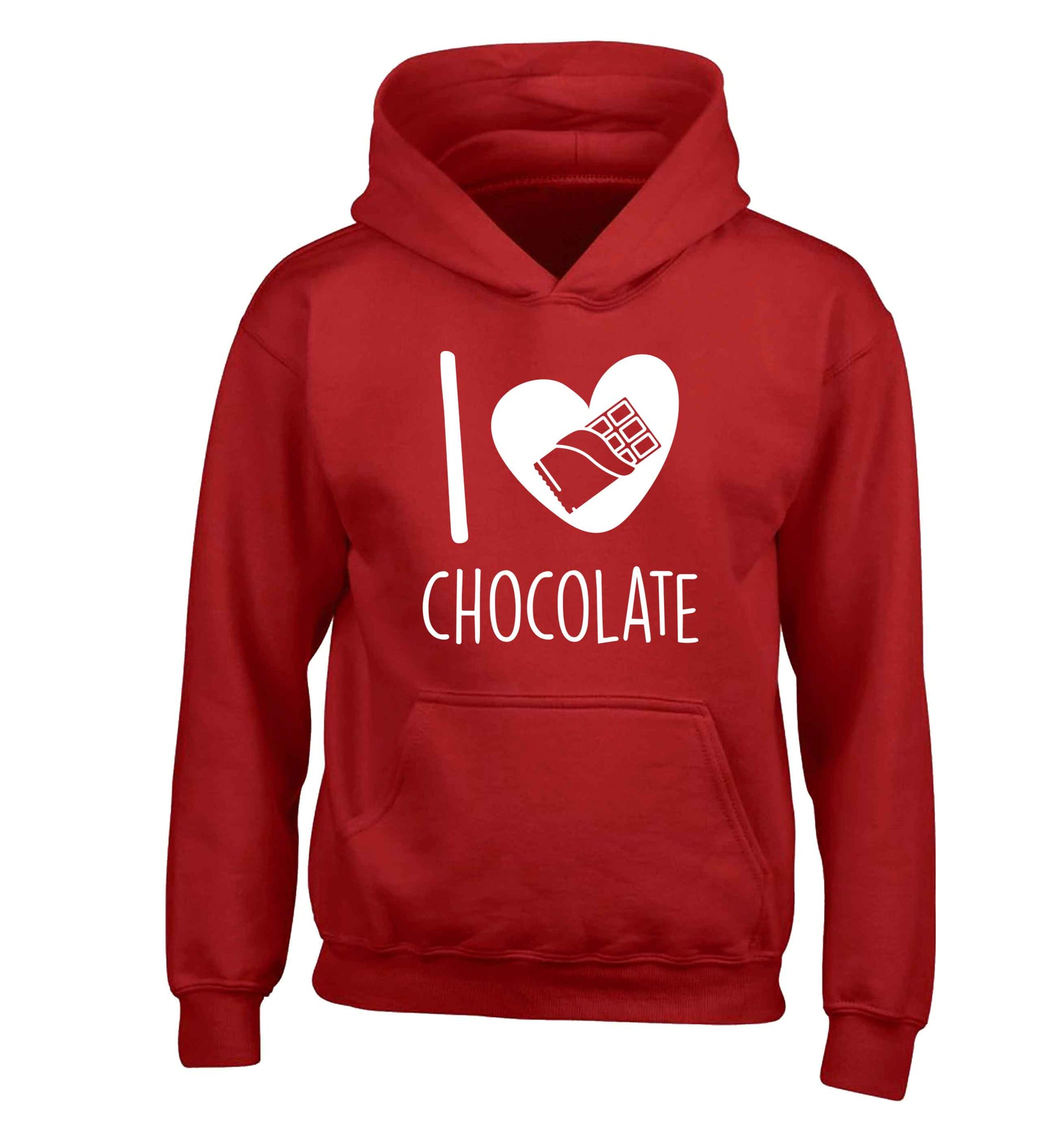 funny gift for a chocaholic! I love chocolate children's red hoodie 12-13 Years