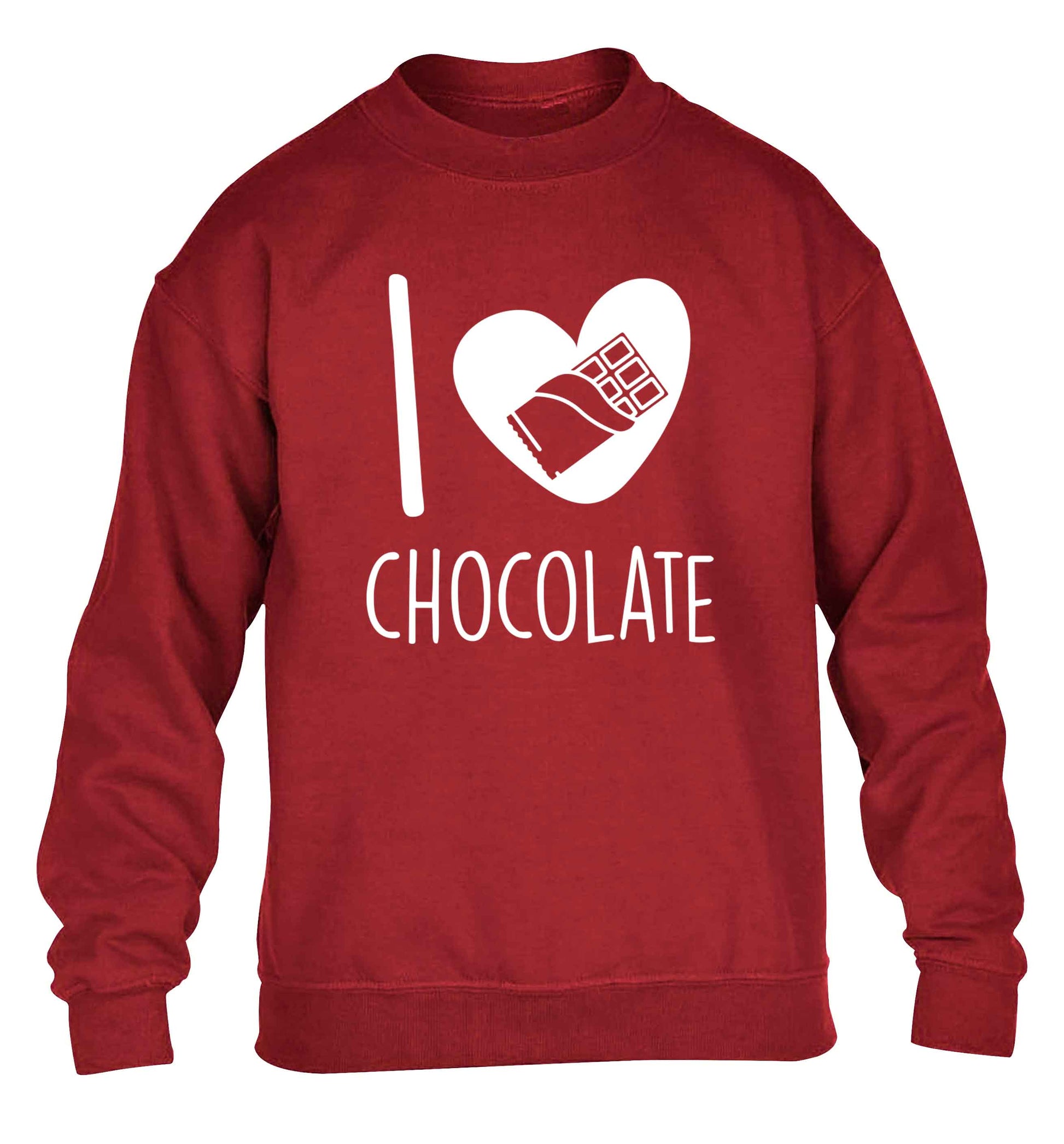 funny gift for a chocaholic! I love chocolate children's grey sweater 12-13 Years