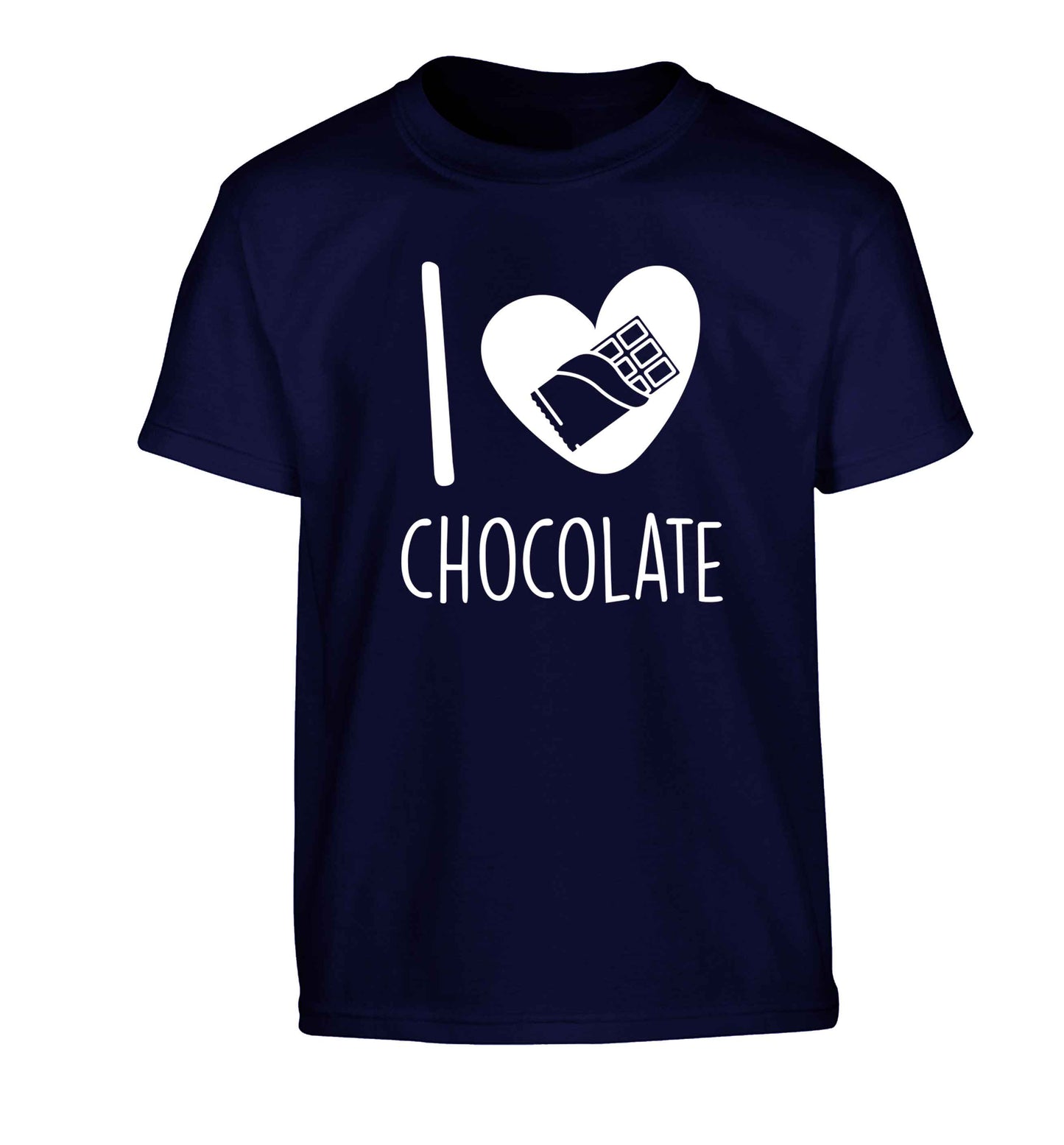 funny gift for a chocaholic! I love chocolate Children's navy Tshirt 12-13 Years