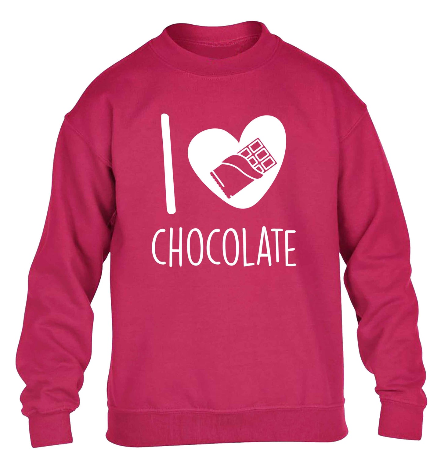 funny gift for a chocaholic! I love chocolate children's pink sweater 12-13 Years