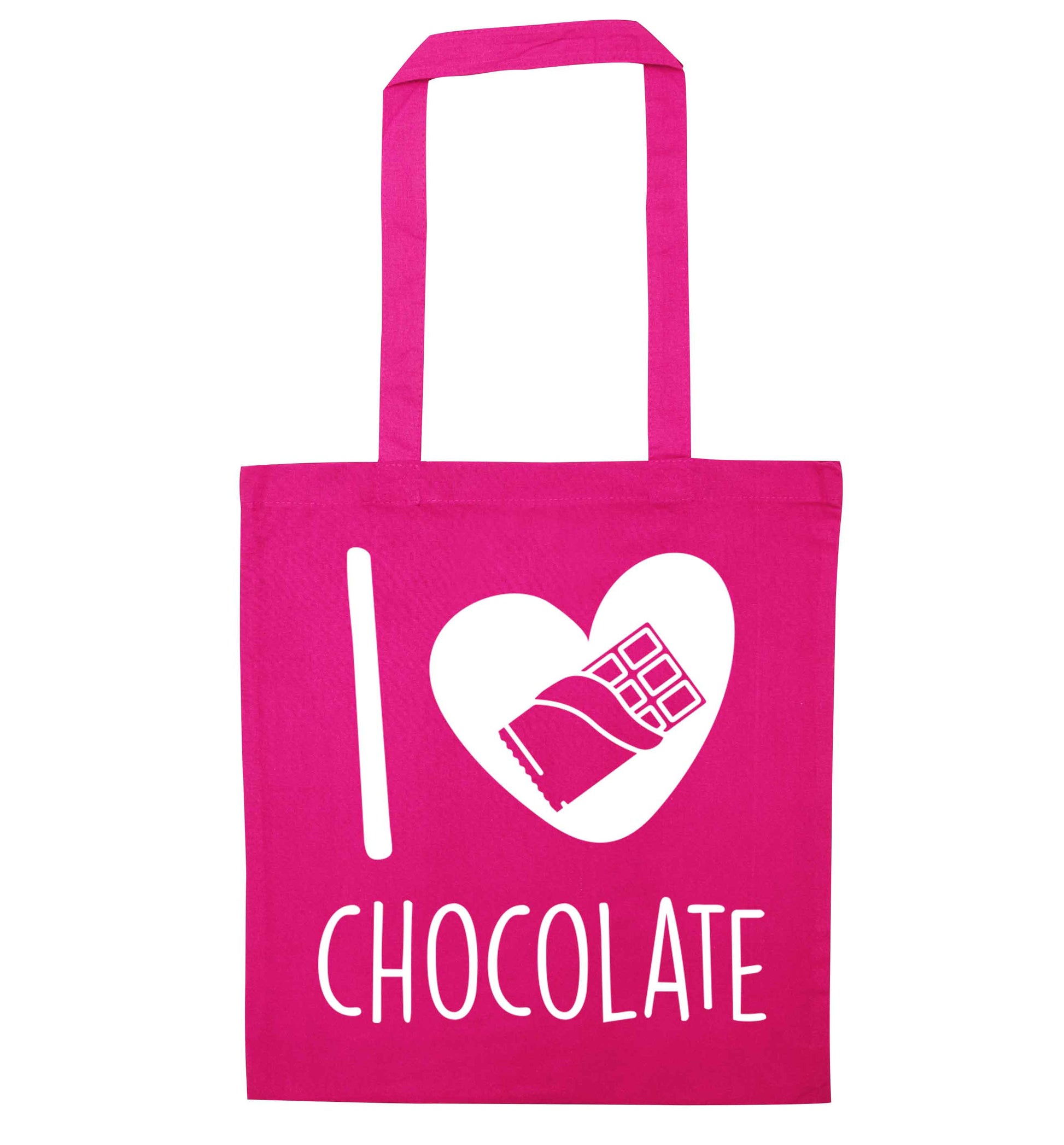 funny gift for a chocaholic! I love chocolate pink tote bag