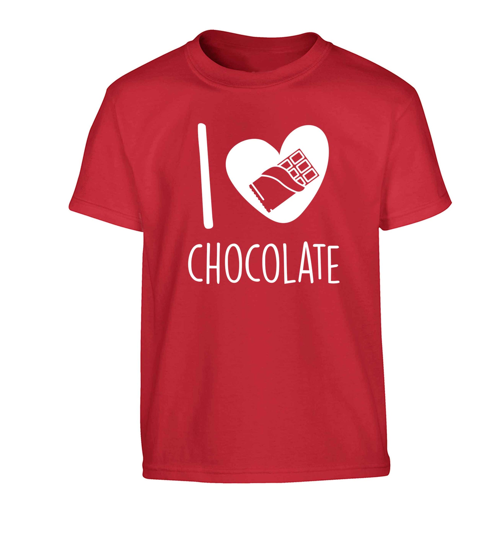 funny gift for a chocaholic! I love chocolate Children's red Tshirt 12-13 Years