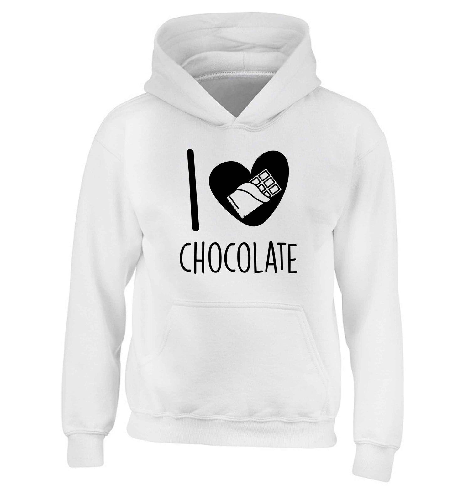 funny gift for a chocaholic! I love chocolate children's white hoodie 12-13 Years