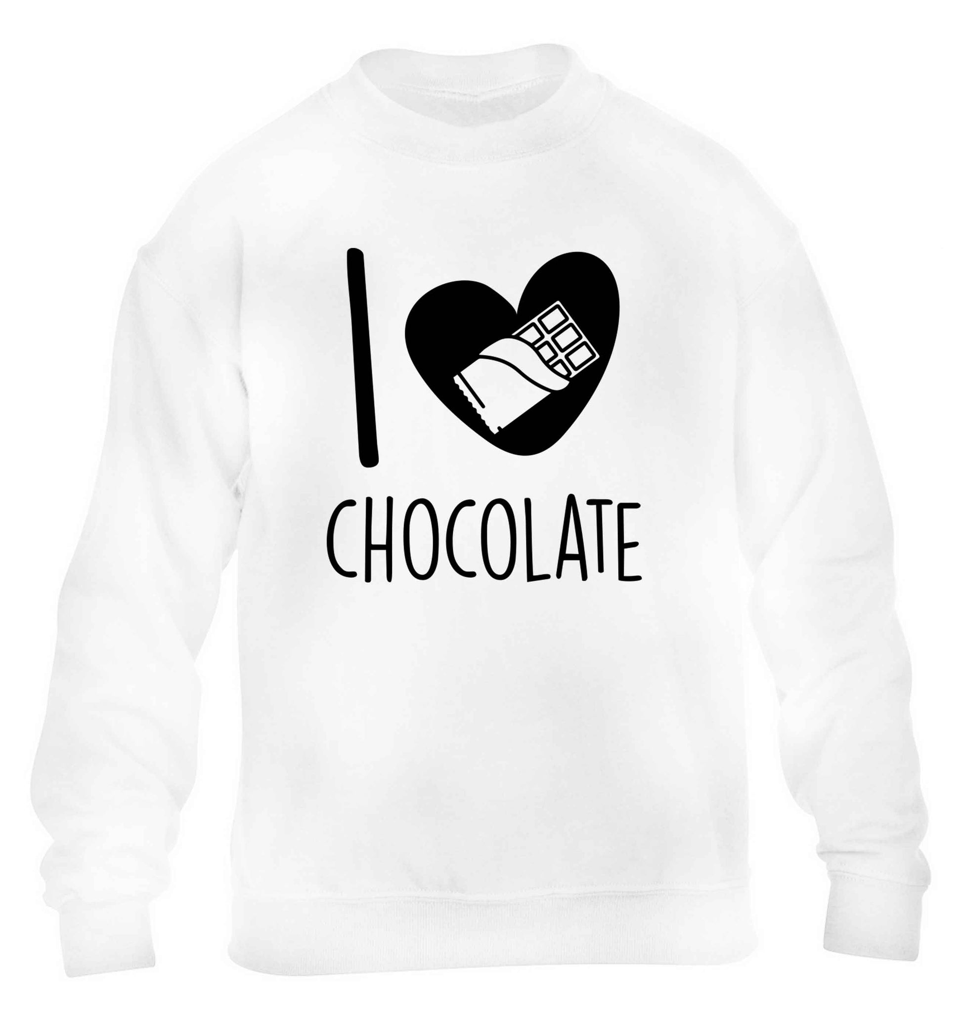 funny gift for a chocaholic! I love chocolate children's white sweater 12-13 Years