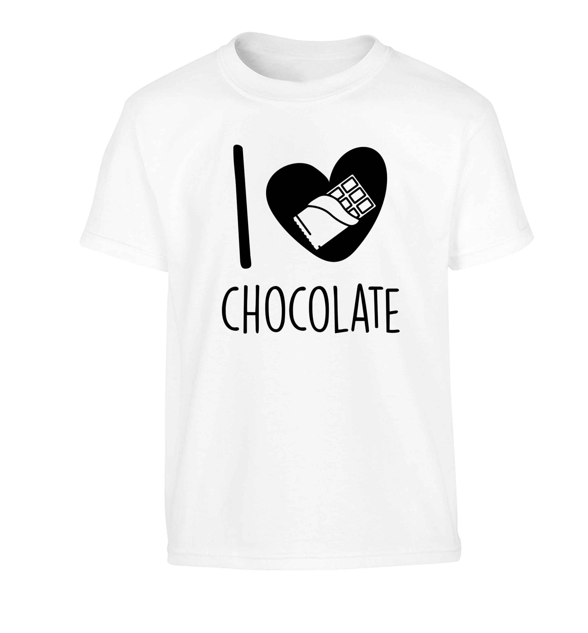 funny gift for a chocaholic! I love chocolate Children's white Tshirt 12-13 Years