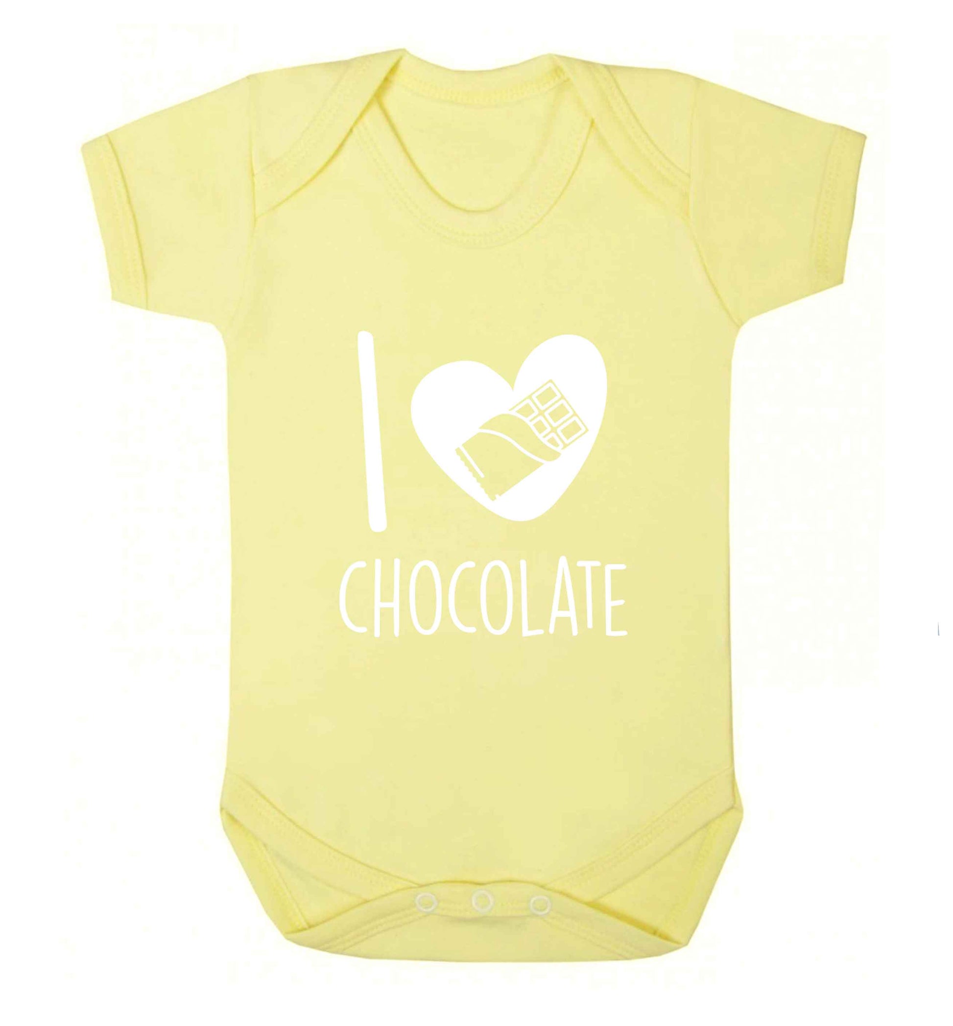 funny gift for a chocaholic! I love chocolate baby vest pale yellow 18-24 months