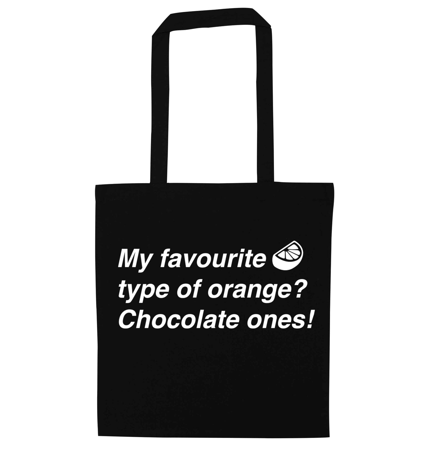 funny gift for a chocaholic! My favourite kind of oranges? Chocolate ones! black tote bag