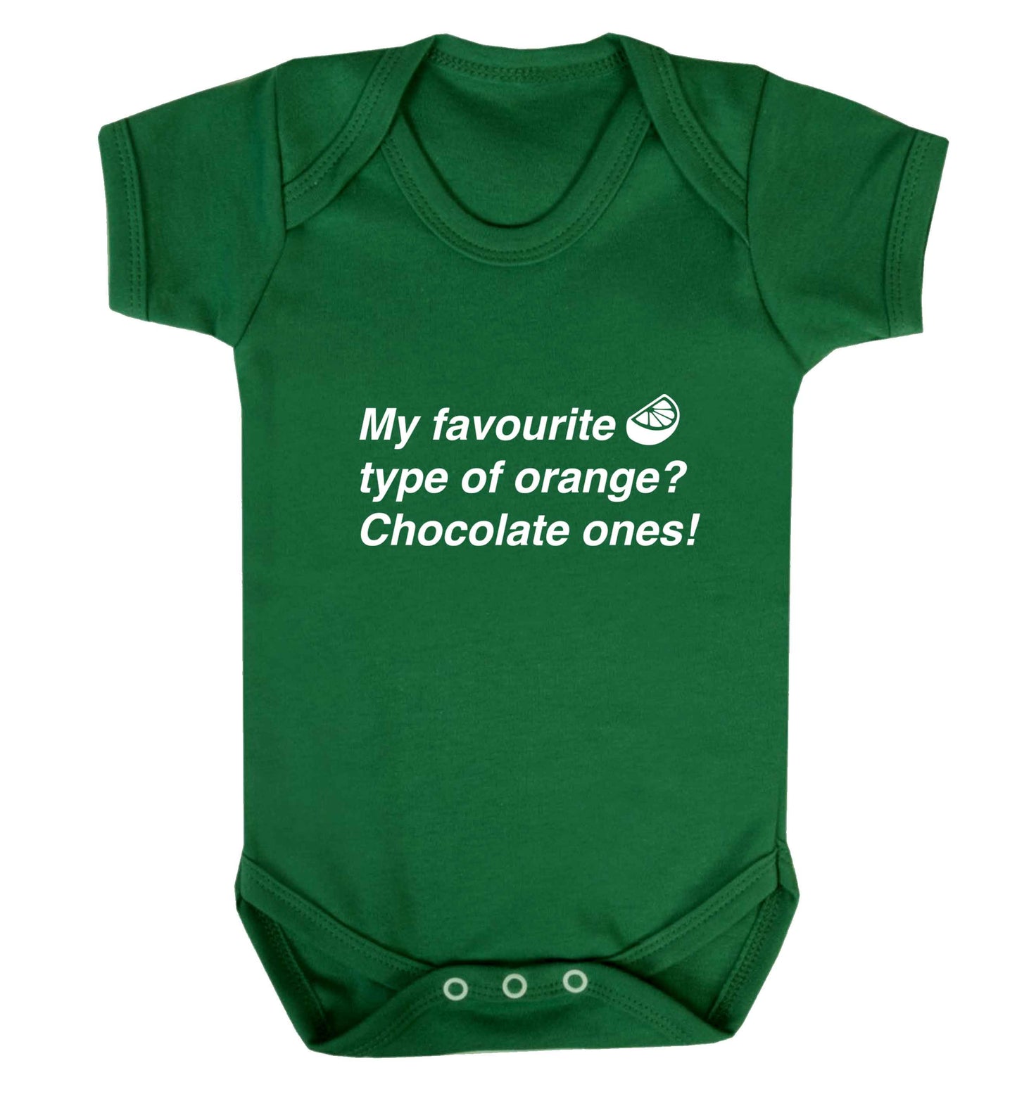 funny gift for a chocaholic! My favourite kind of oranges? Chocolate ones! baby vest green 18-24 months