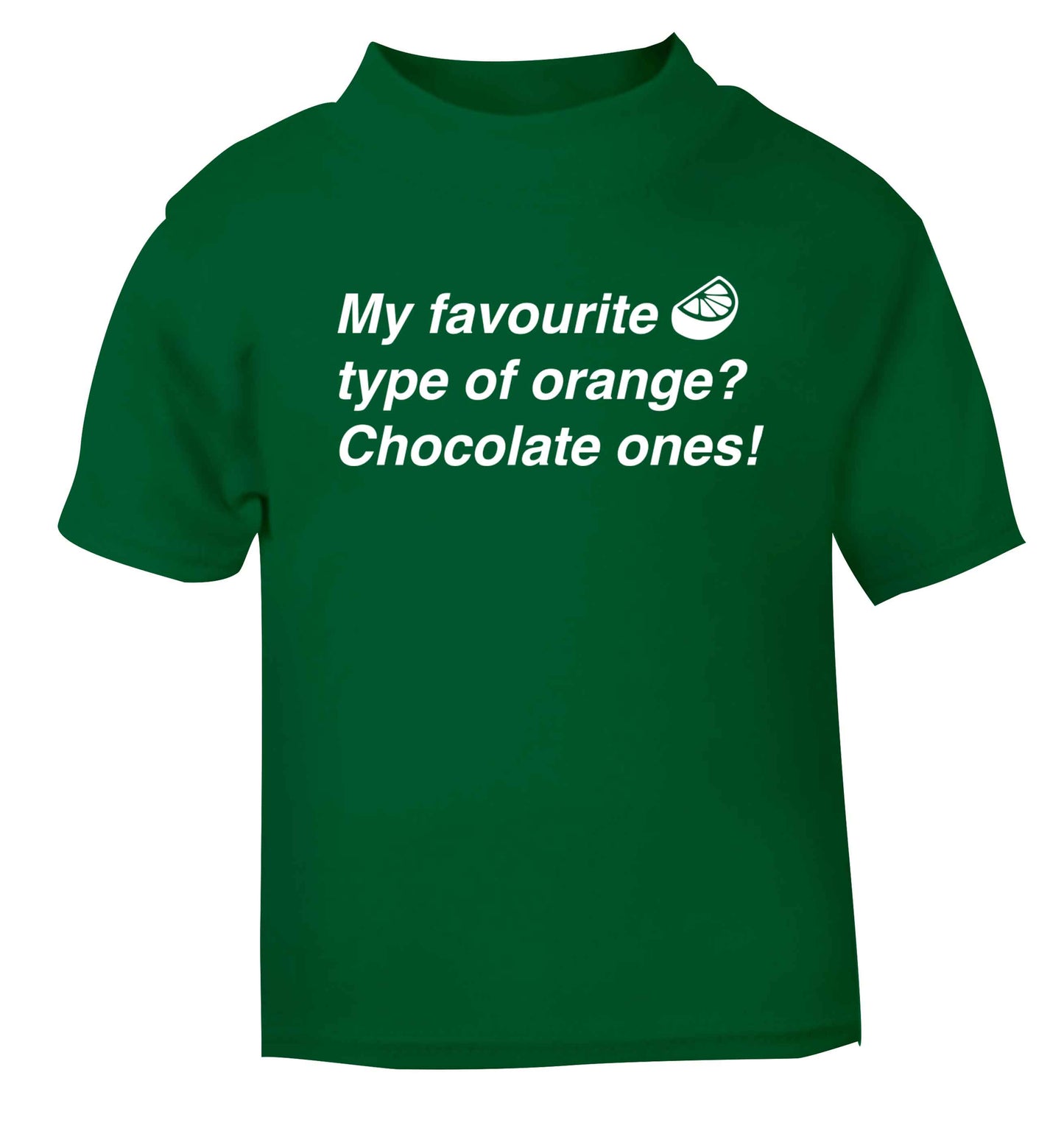 funny gift for a chocaholic! My favourite kind of oranges? Chocolate ones! green baby toddler Tshirt 2 Years