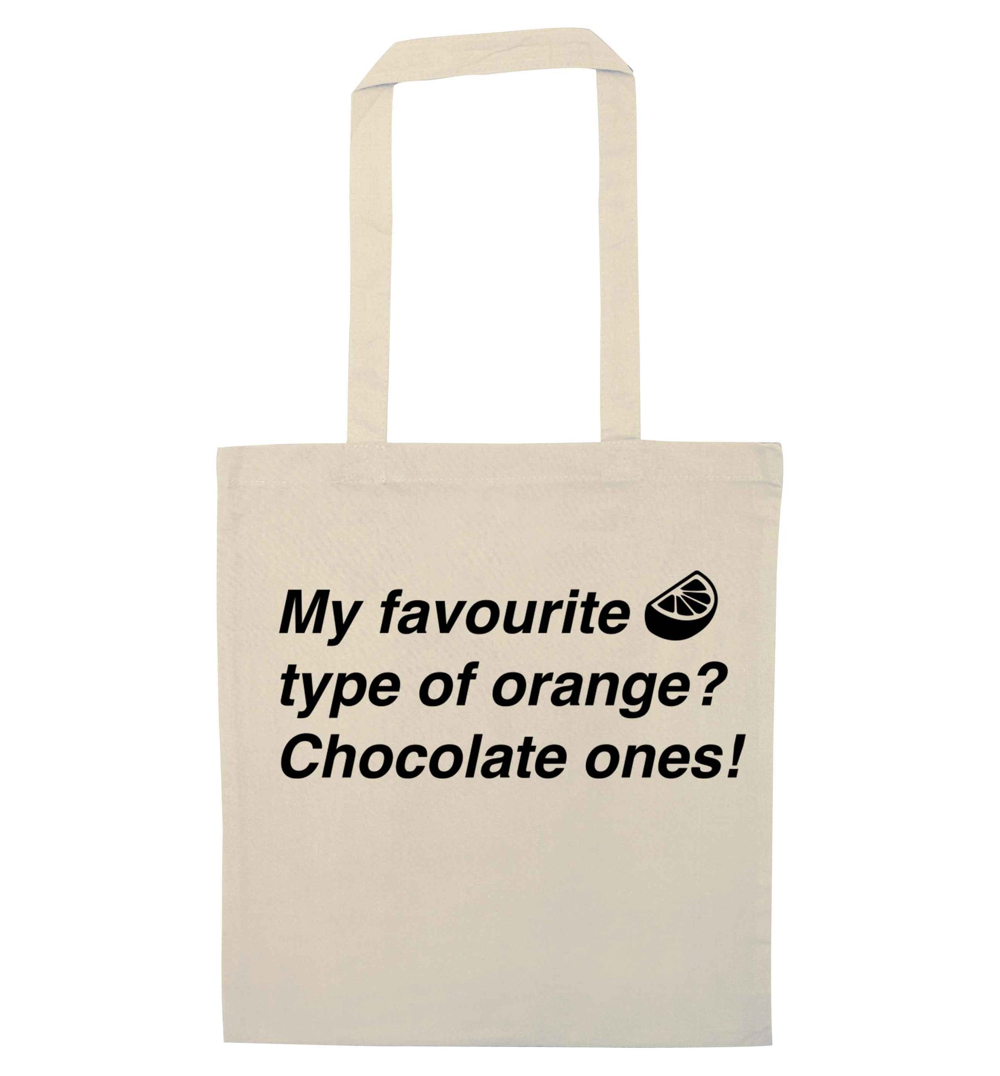 funny gift for a chocaholic! My favourite kind of oranges? Chocolate ones! natural tote bag