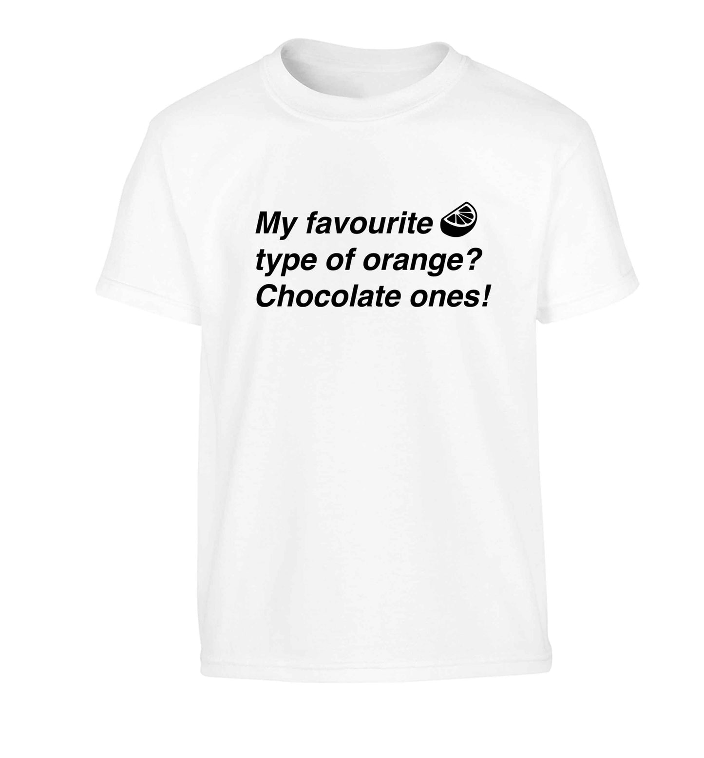 funny gift for a chocaholic! My favourite kind of oranges? Chocolate ones! Children's white Tshirt 12-13 Years