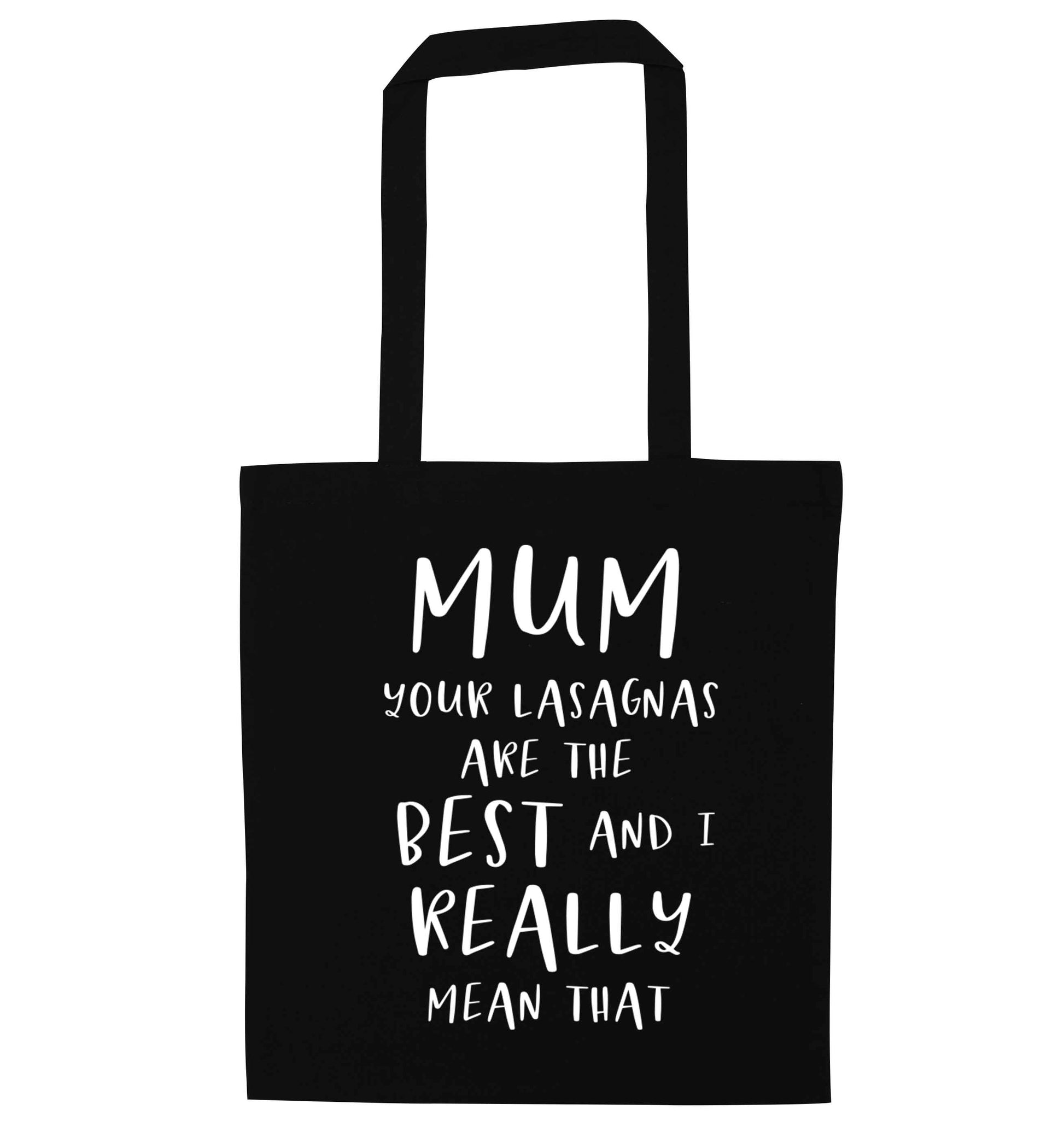 Funny gifts for your mum on mother's dayor her birthday! Mum your lasagnas are the best and I really mean that black tote bag