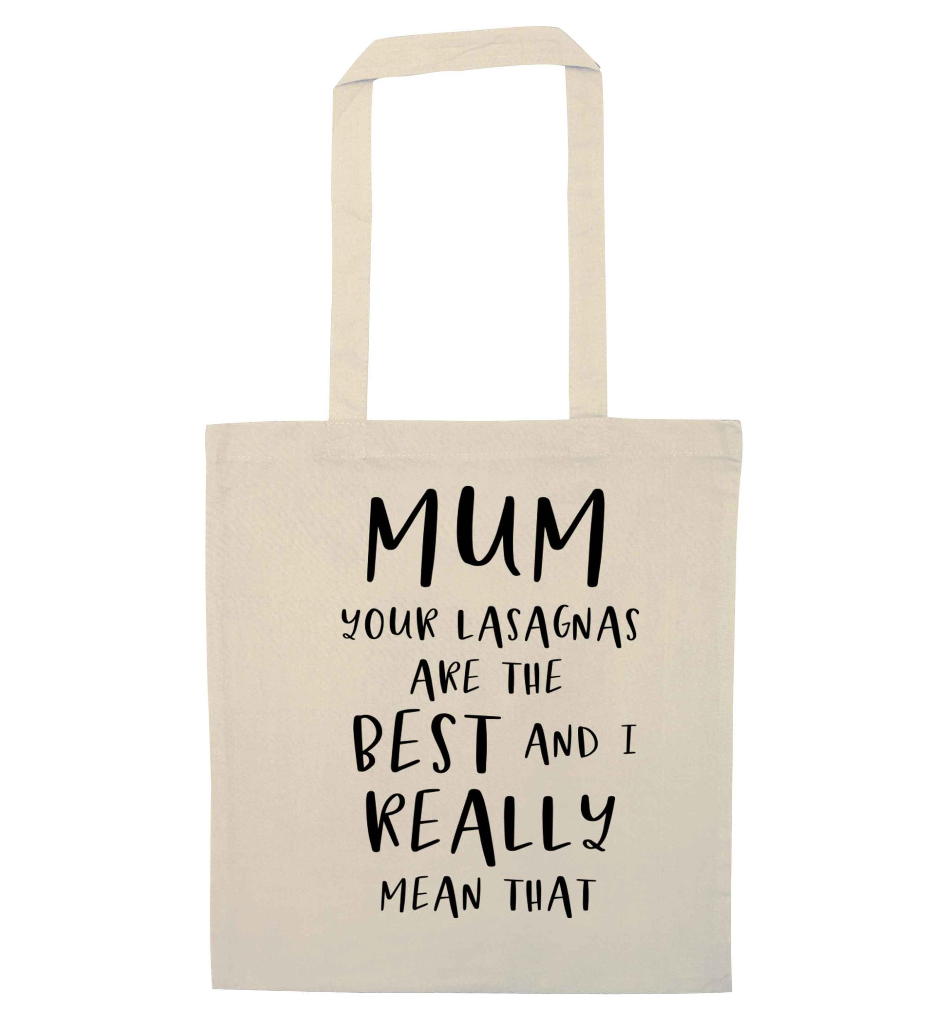 Funny gifts for your mum on mother's dayor her birthday! Mum your lasagnas are the best and I really mean that natural tote bag