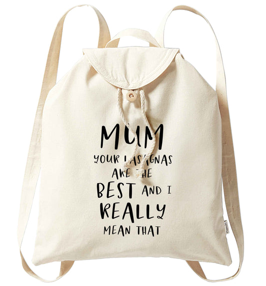 Funny gifts for your mum on mother's dayor her birthday! Mum your lasagnas are the best and I really mean that organic cotton backpack tote with wooden buttons in natural
