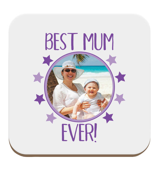 Personalised gift for mother's day use your own photo! Best mum ever! set of four coasters