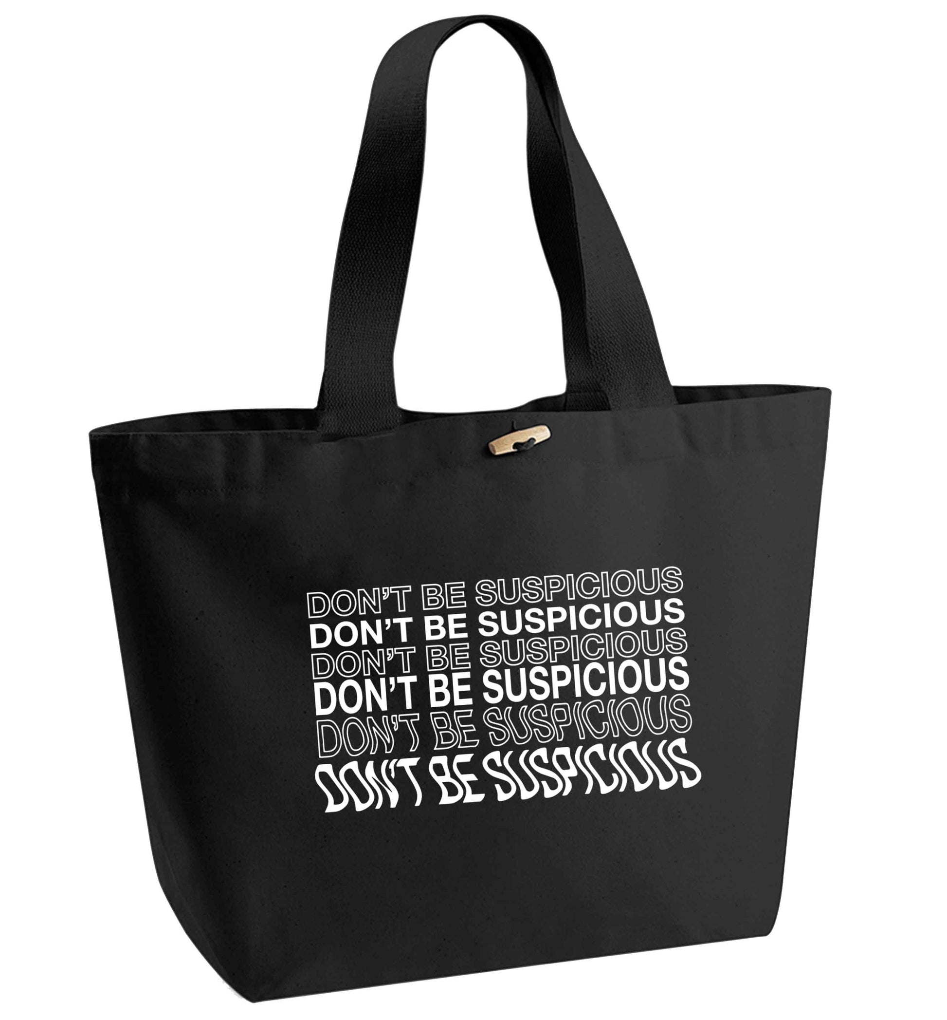 Viral funny memes! Designs for the gen z generation!  organic cotton premium tote bag with wooden toggle in black